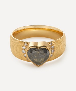 Brooke Gregson - 18ct Gold Artemis Engraved Diamond Heart Ring image number 0