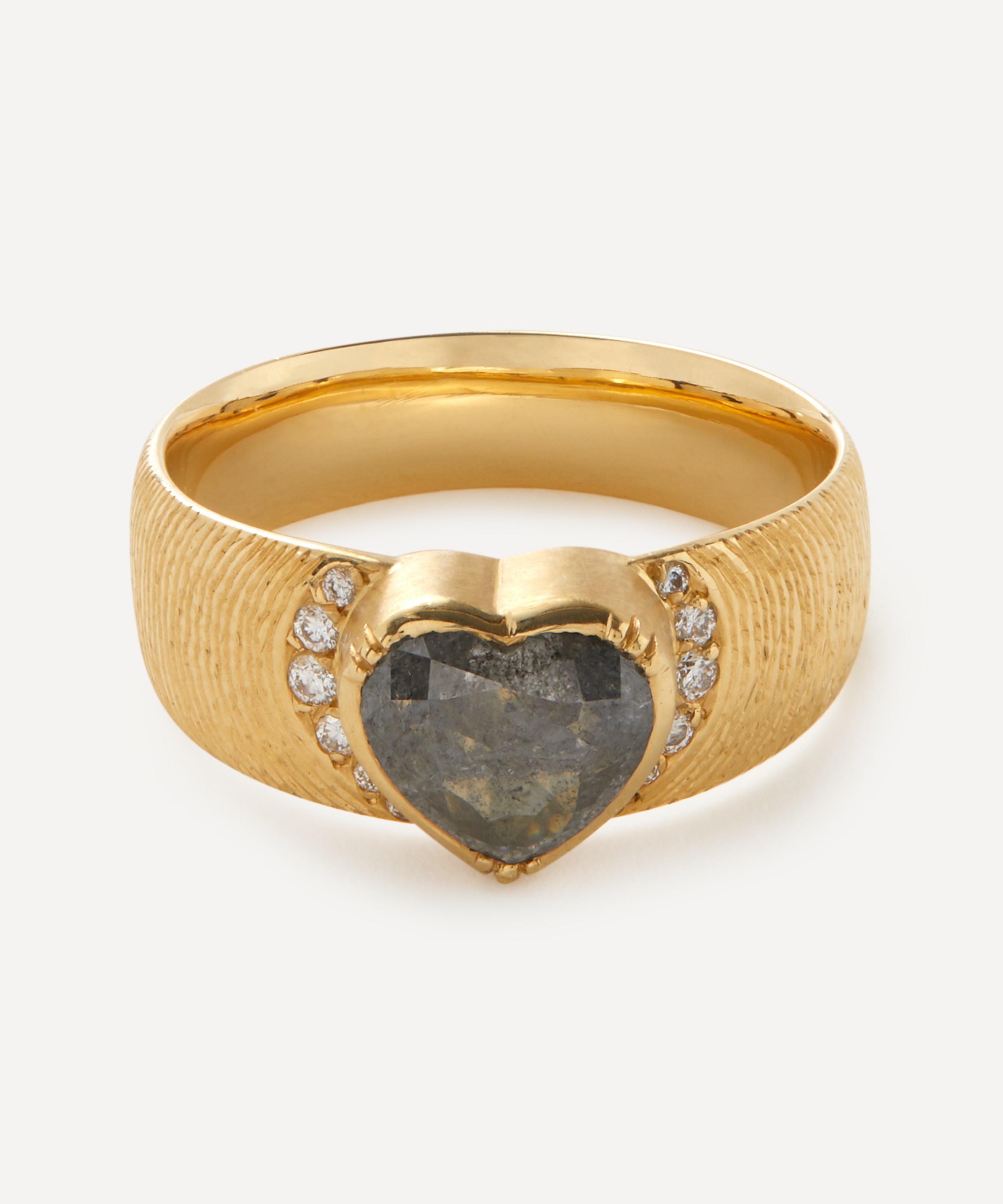 Brooke Gregson - 18ct Gold Artemis Engraved Diamond Heart Ring image number 0