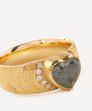 Brooke Gregson - 18ct Gold Artemis Engraved Diamond Heart Ring image number 3