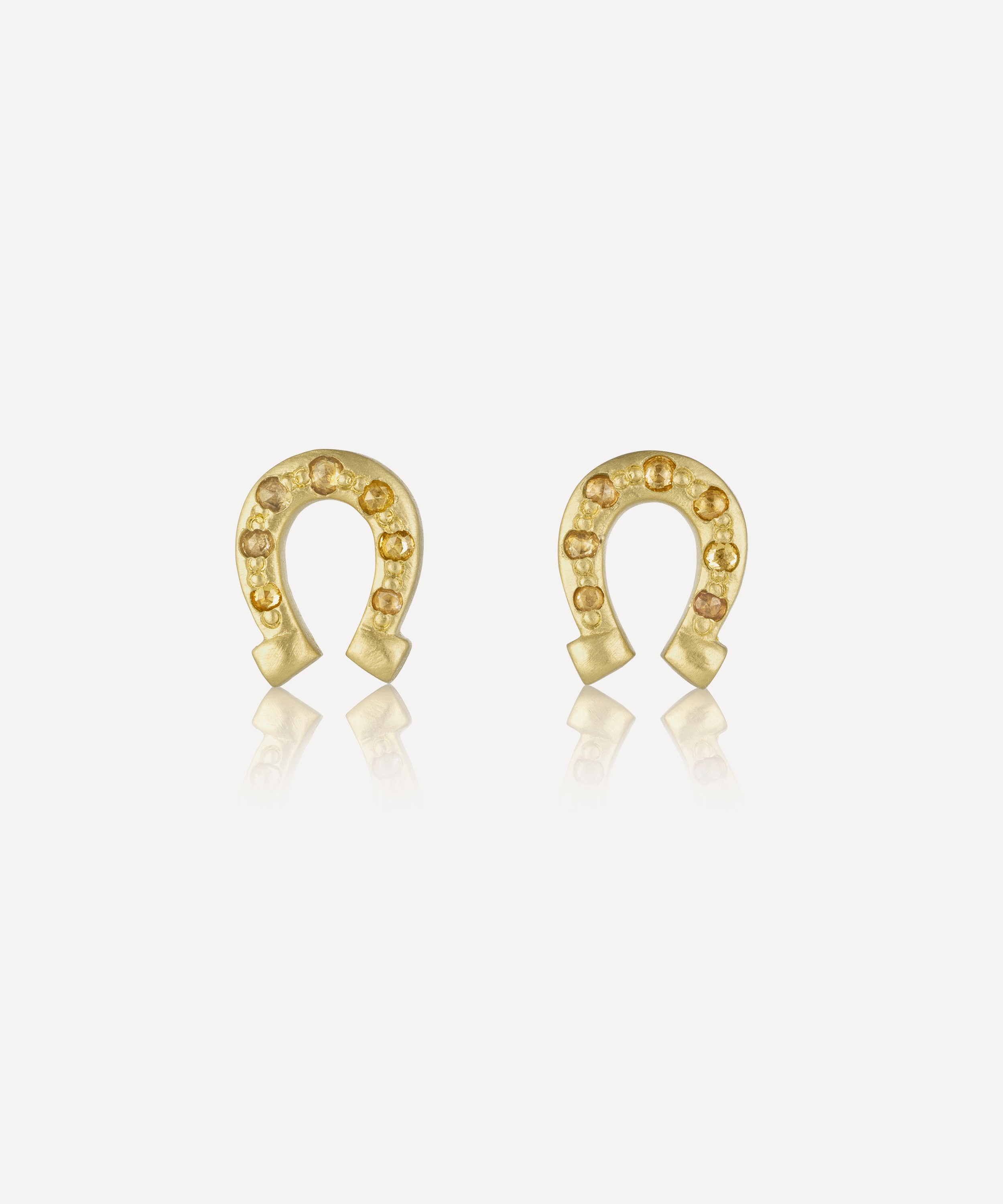 Brooke Gregson - 18ct Gold Diamond Horseshoe Stud Earrings image number 0