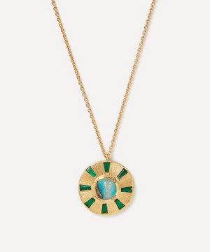 Brooke Gregson - 18ct Gold Shield Opal Emerald Pendant Necklace image number 0