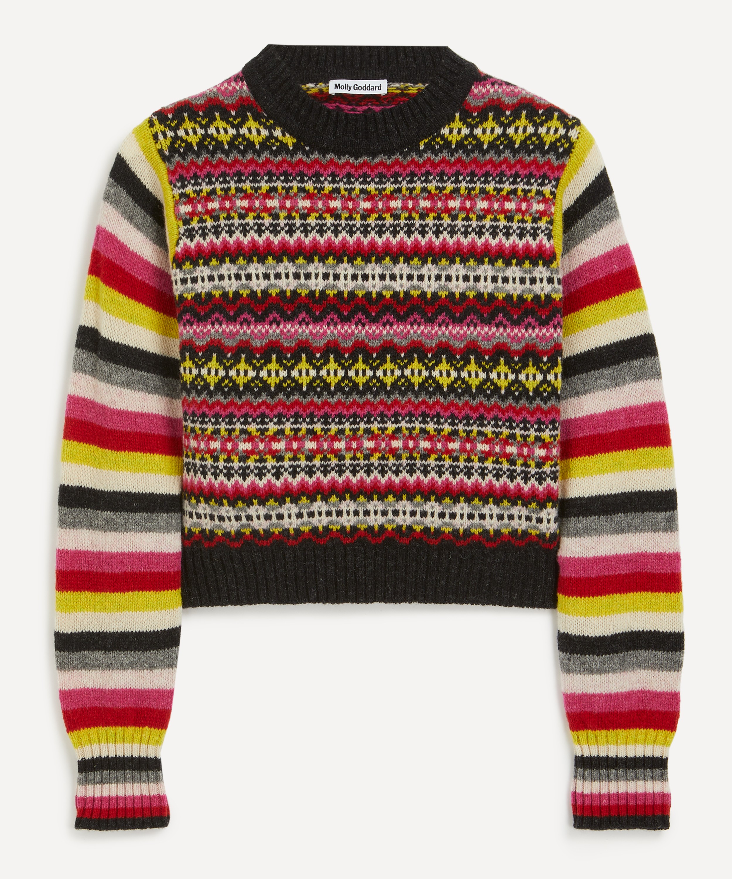 Molly Goddard - Charlie Cropped Charcoal Fair Isle Jumper image number 0