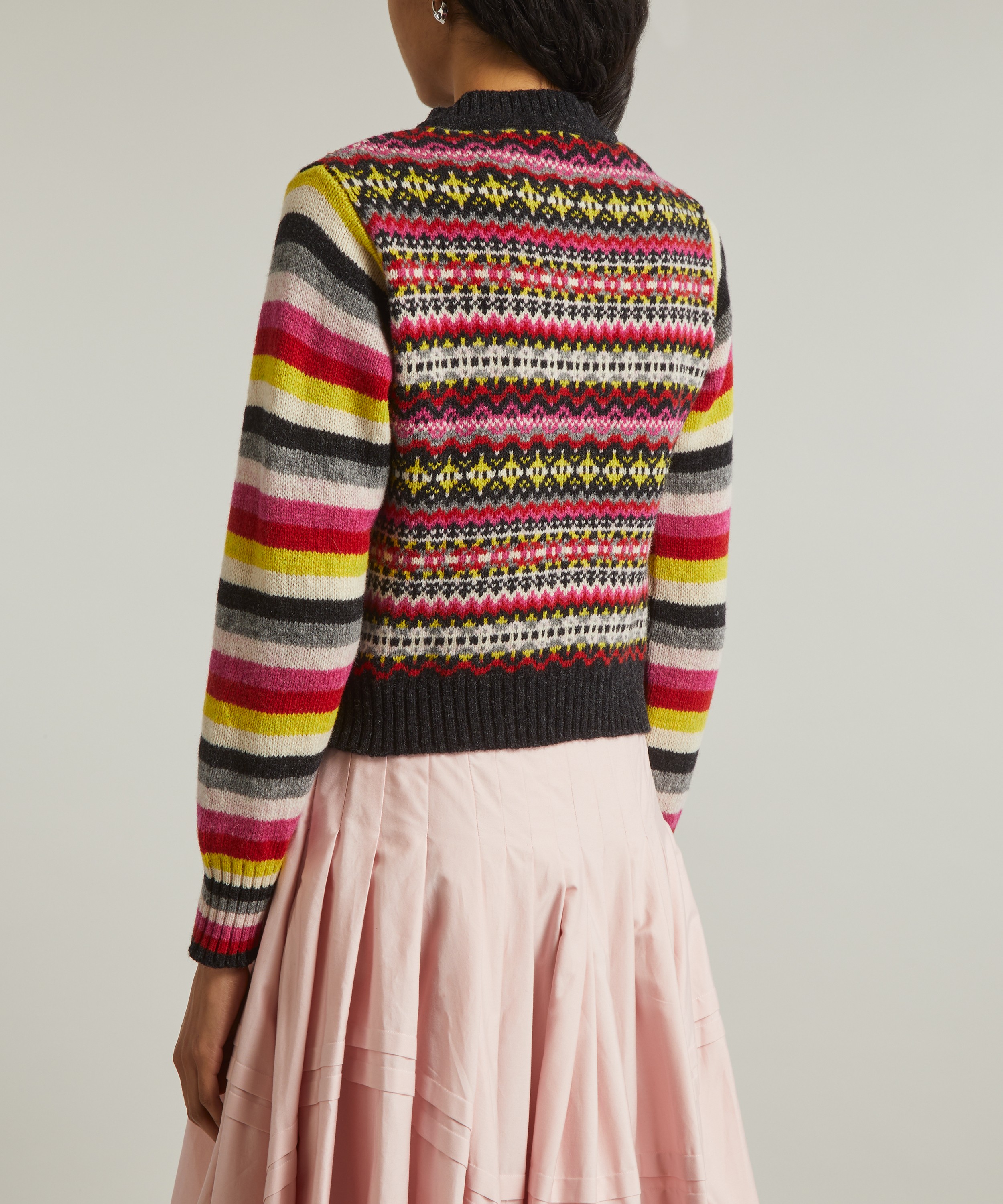 Molly Goddard - Charlie Cropped Charcoal Fair Isle Jumper image number 3
