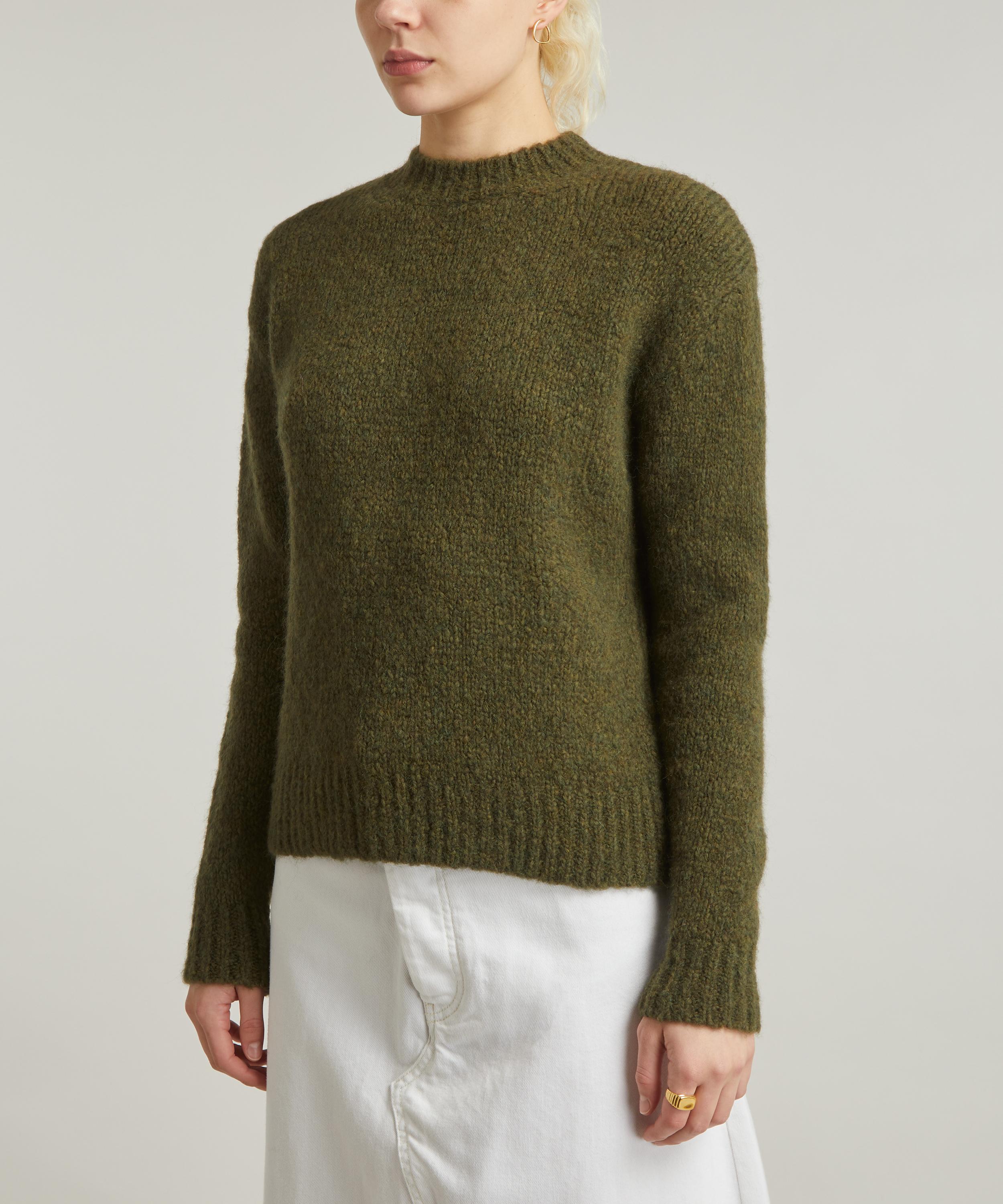 Tan Recycled Yarn Ribbed Knit Funnel Neck Sweater - World Market