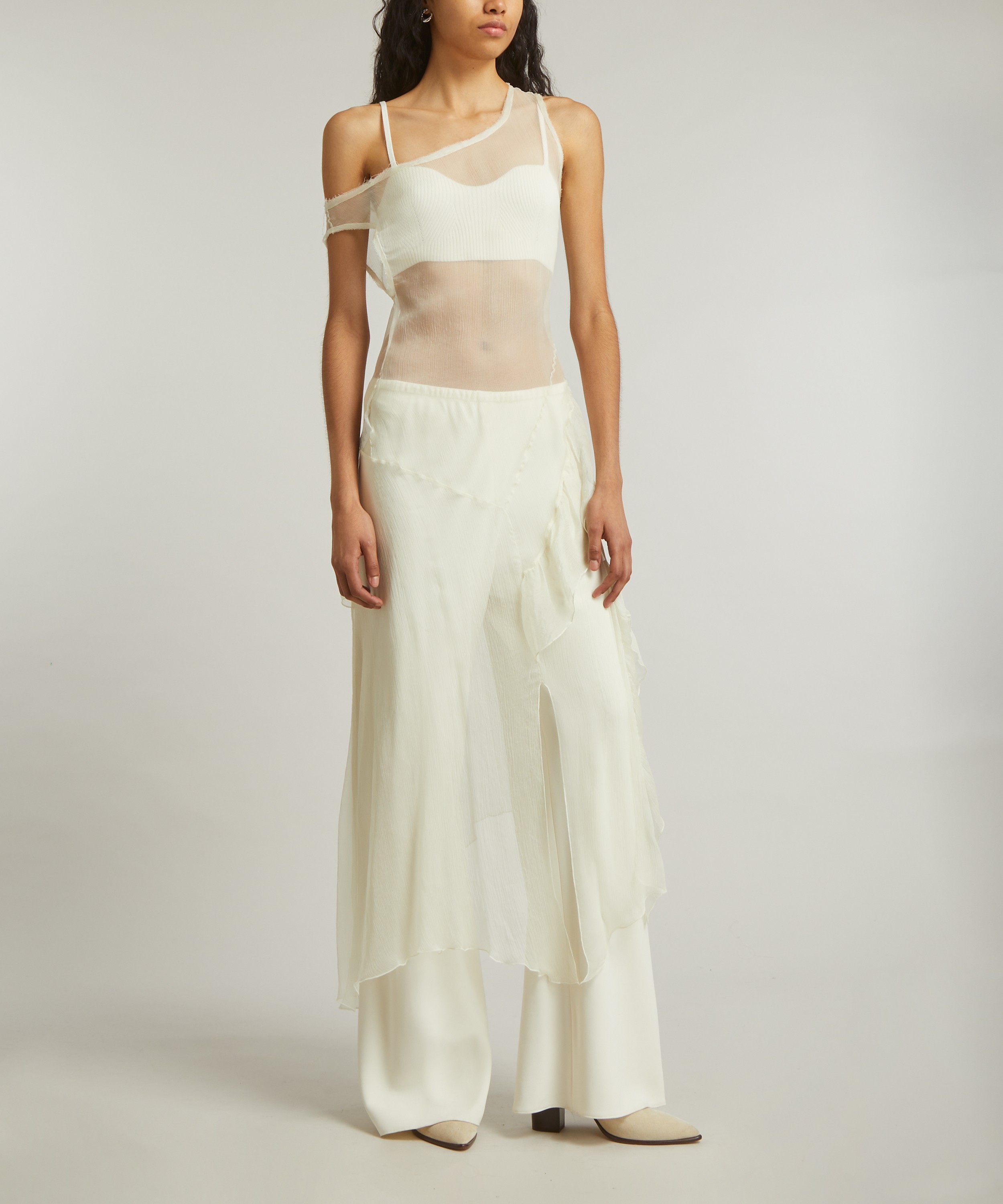 Paloma Wool - Fox Sheer Silk Asymmetric Ruffle Dress image number 1