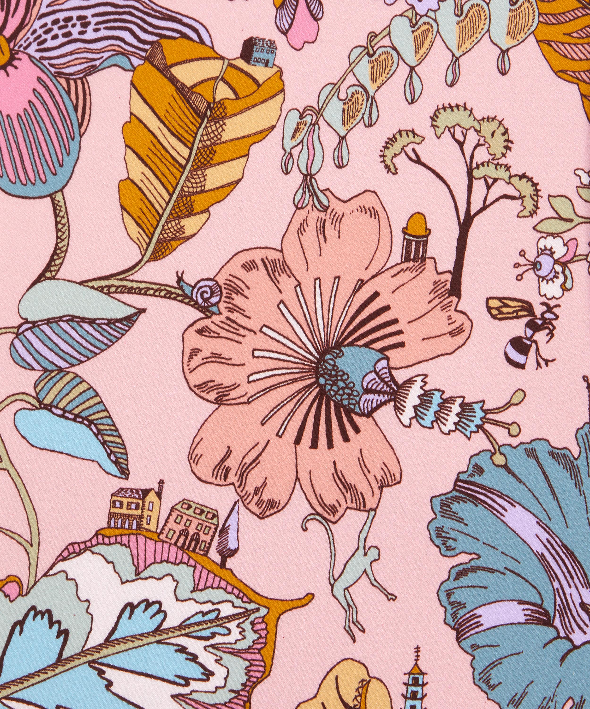 Pink Purple Floral Satin - Bloomsbury Square Dressmaking Fabric