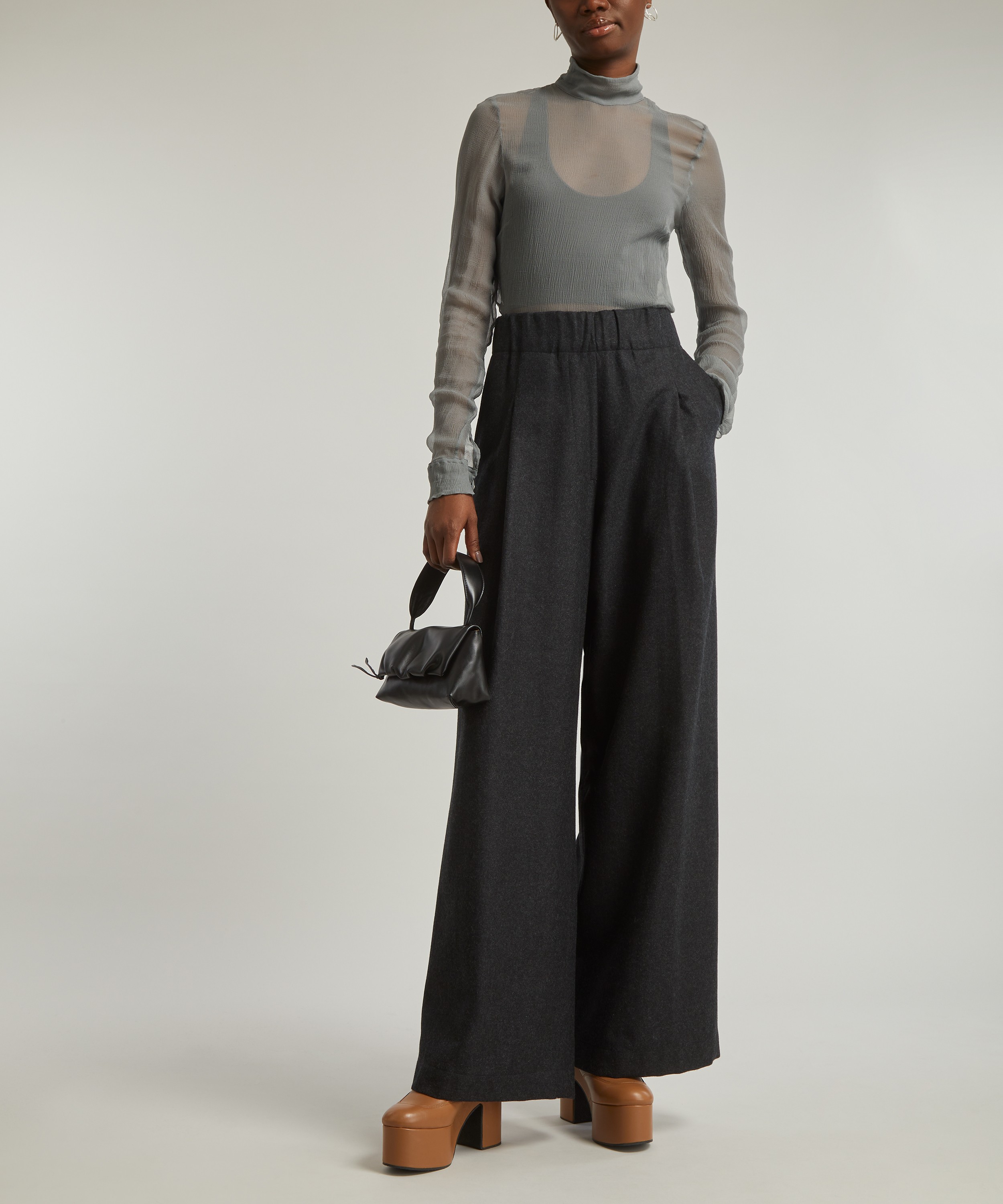 High Waisted Classic Front Pleated Pants Dark Grey – The Room Antwerp
