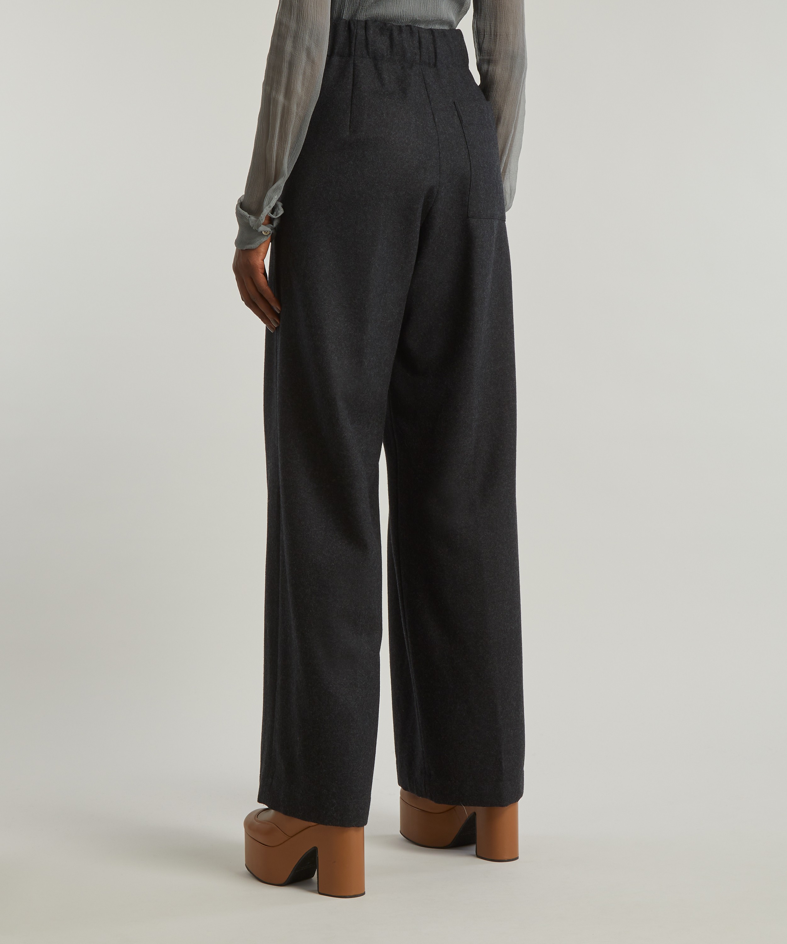 High Waisted Classic Front Pleated Pants Dark Grey – The Room Antwerp