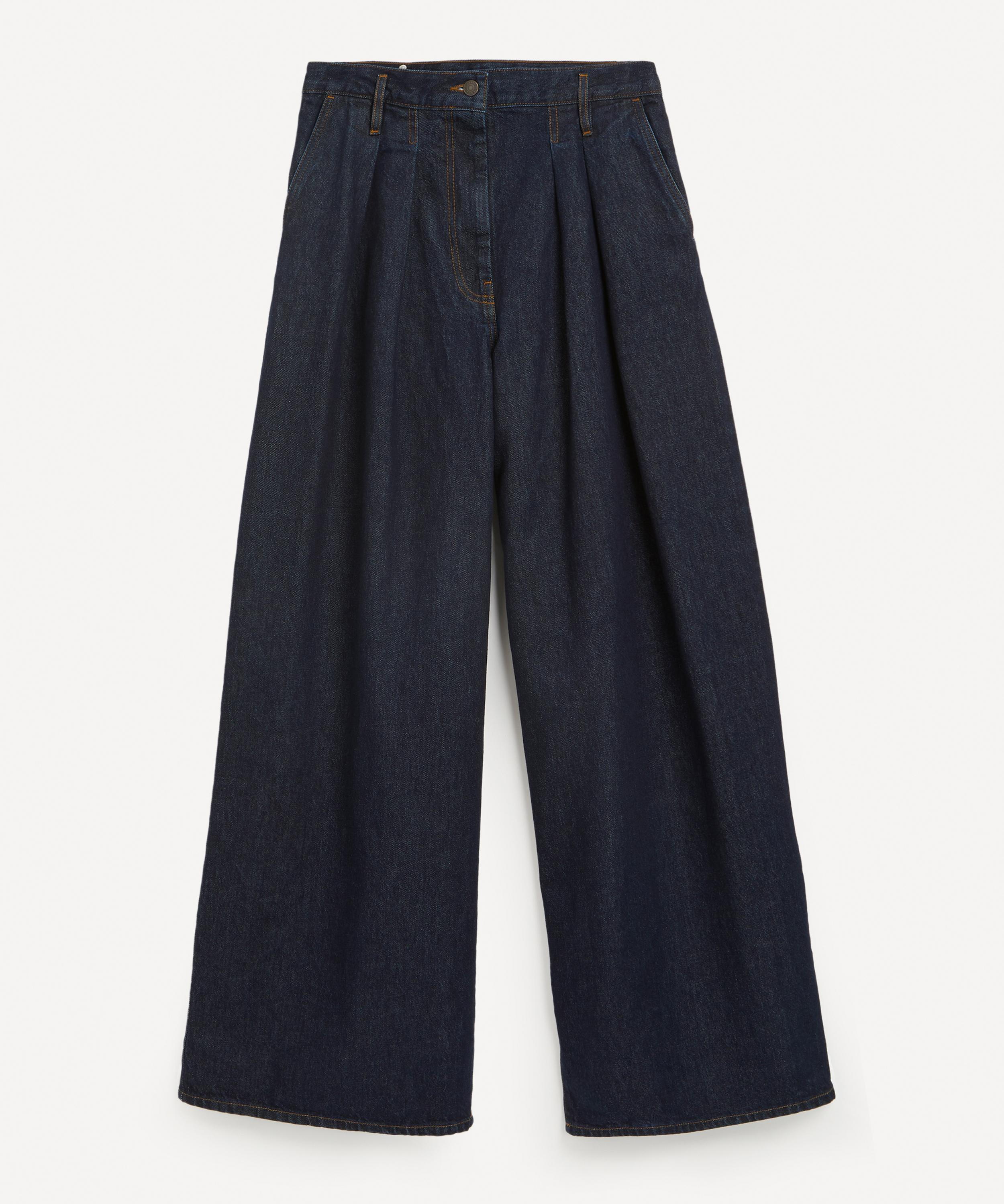 Pleated wide best sale leg jeans