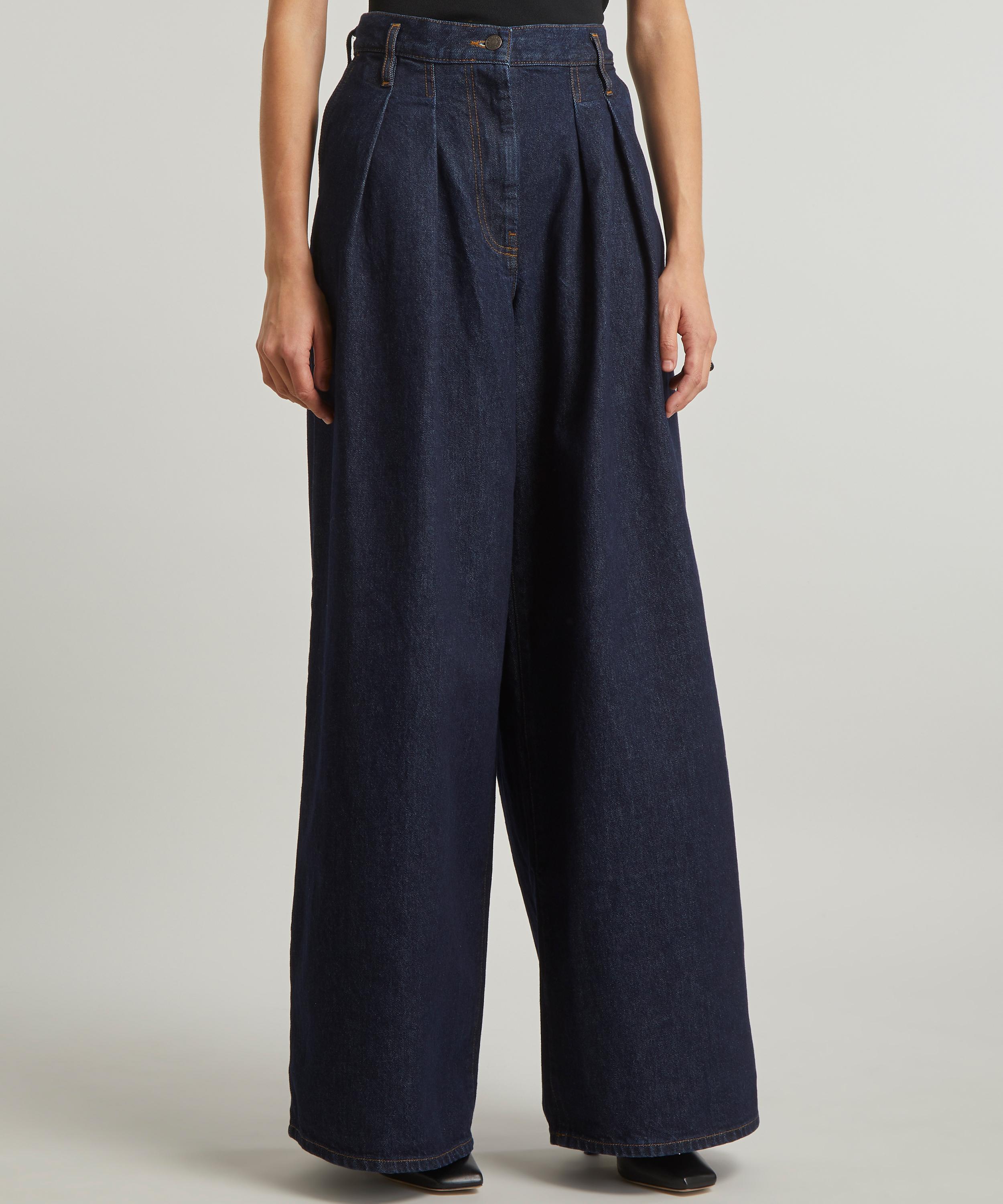 Dries Van Noten Pleated Wide Leg Denim Trousers