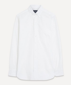 Drakes - White Cotton Oxford Cloth Button-Down Shirt image number 0