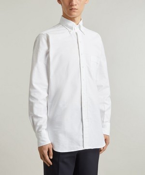 Drakes - White Cotton Oxford Cloth Button-Down Shirt image number 2