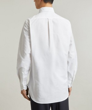 Drakes - White Cotton Oxford Cloth Button-Down Shirt image number 3