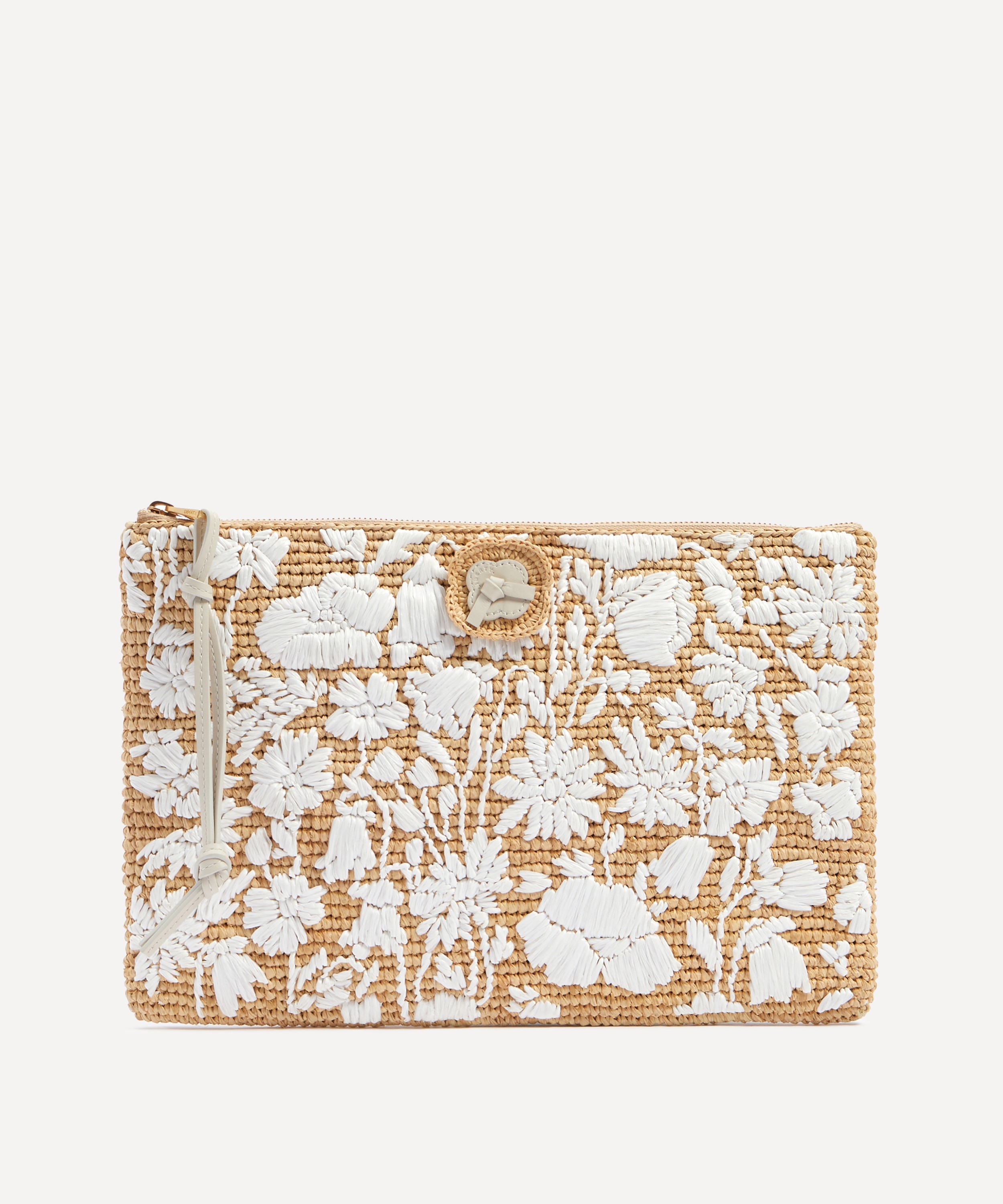 Liberty - Raffia Samba Embroidered Zip Pouch Bag image number 0