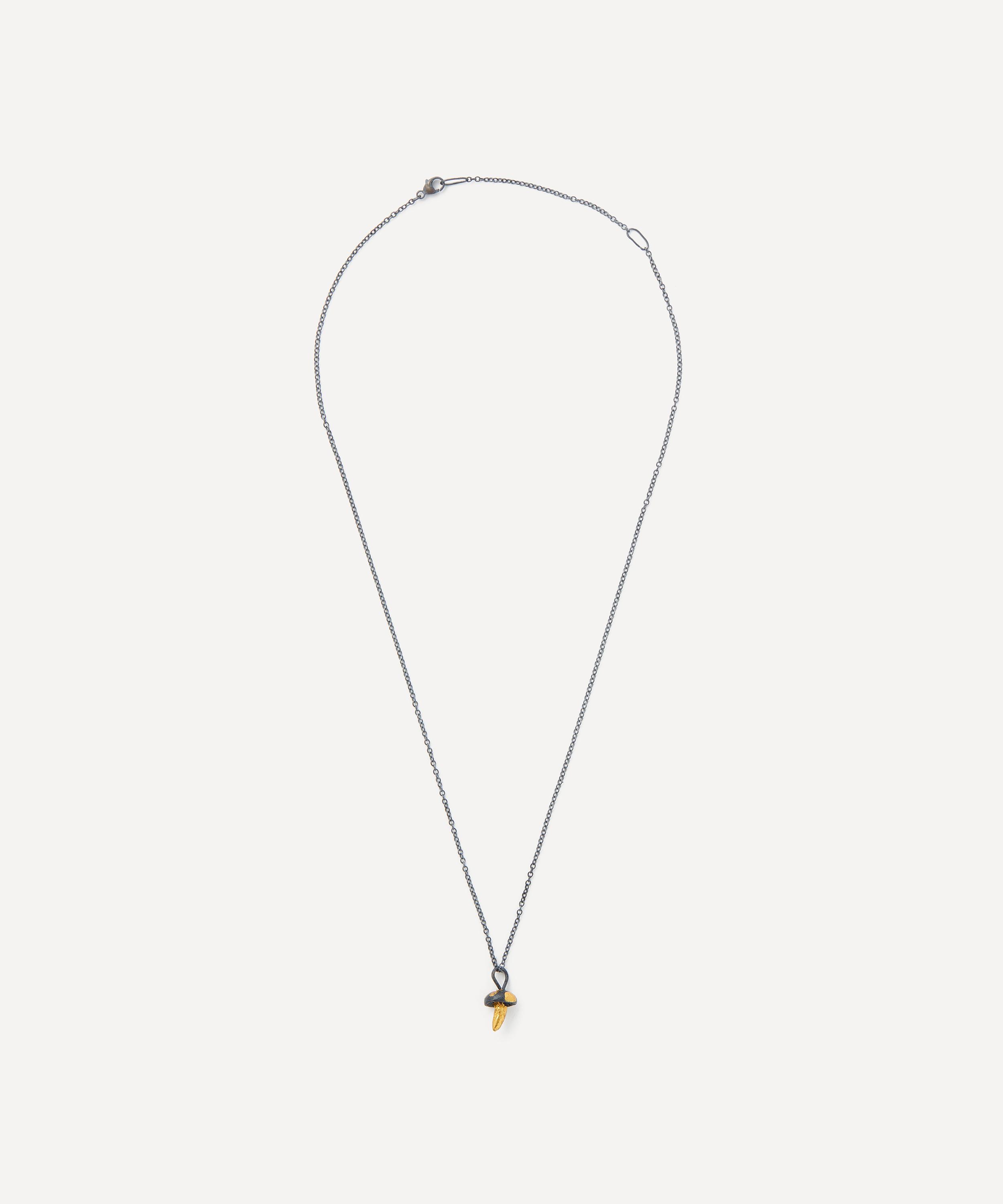 Acanthus - 24ct Gold and Oxidised Silver Mushroom Pendant Necklace