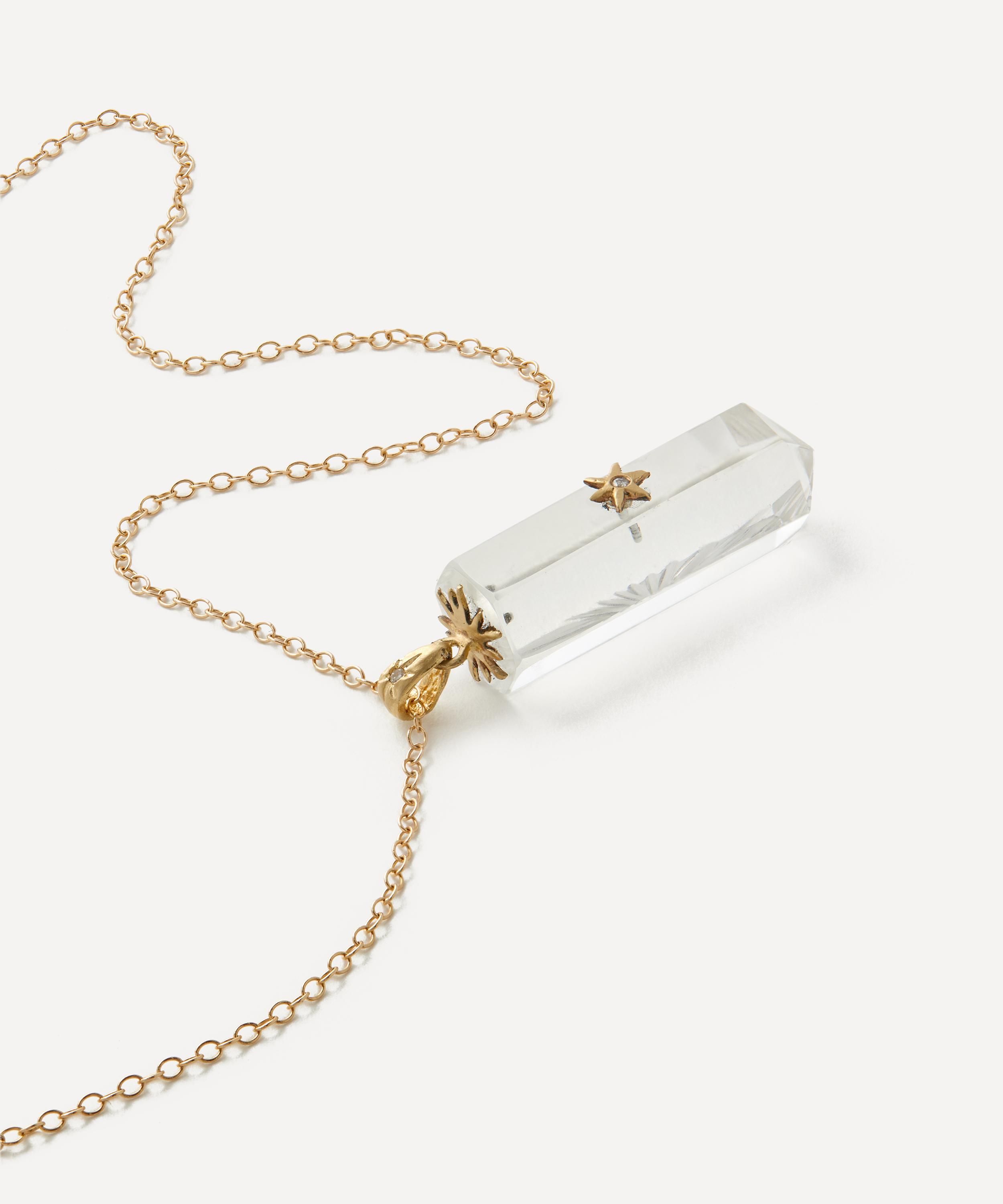 Acanthus - 14ct Gold North Star Radiant Pillar Pendant Necklace image number 2