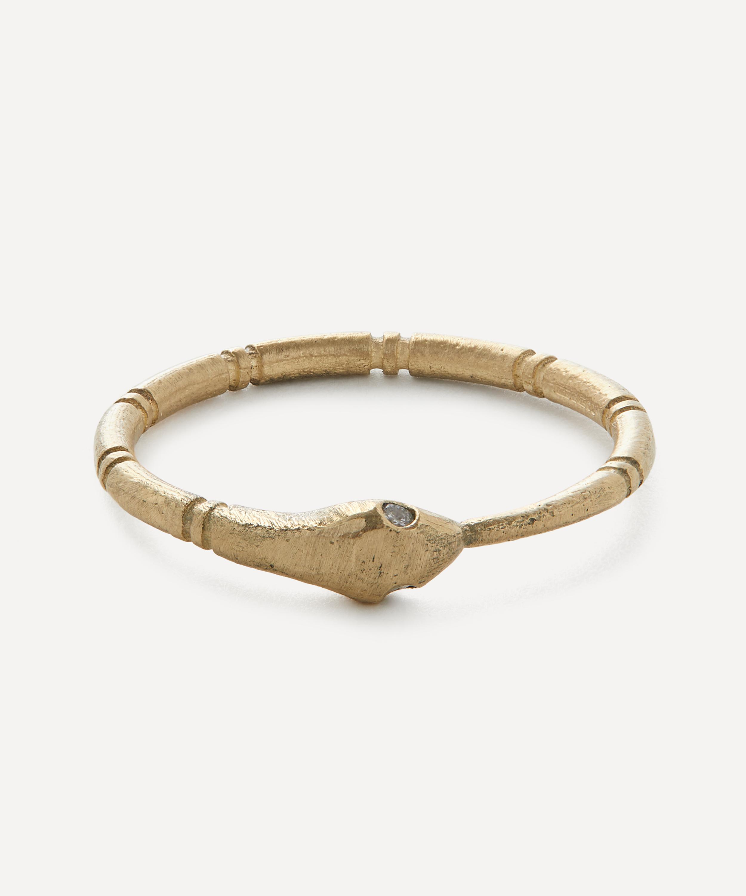 Acanthus - 14ct Gold Ouroboros Serpent Ring image number 