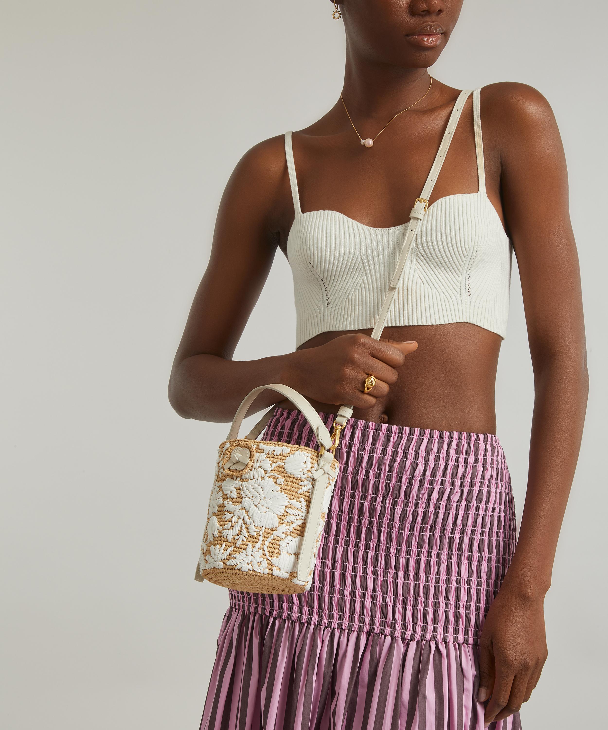 Liberty - Raffia Mini Antana Embroidered Bucket Bag image number 1