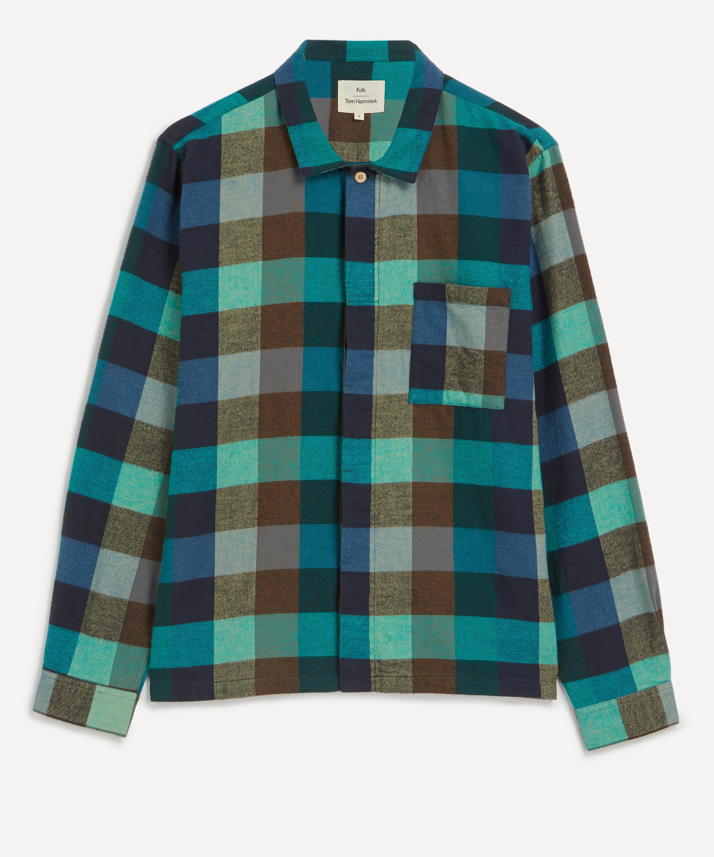 Folk - Patch Blue and Green Flannel Shirt image number 0