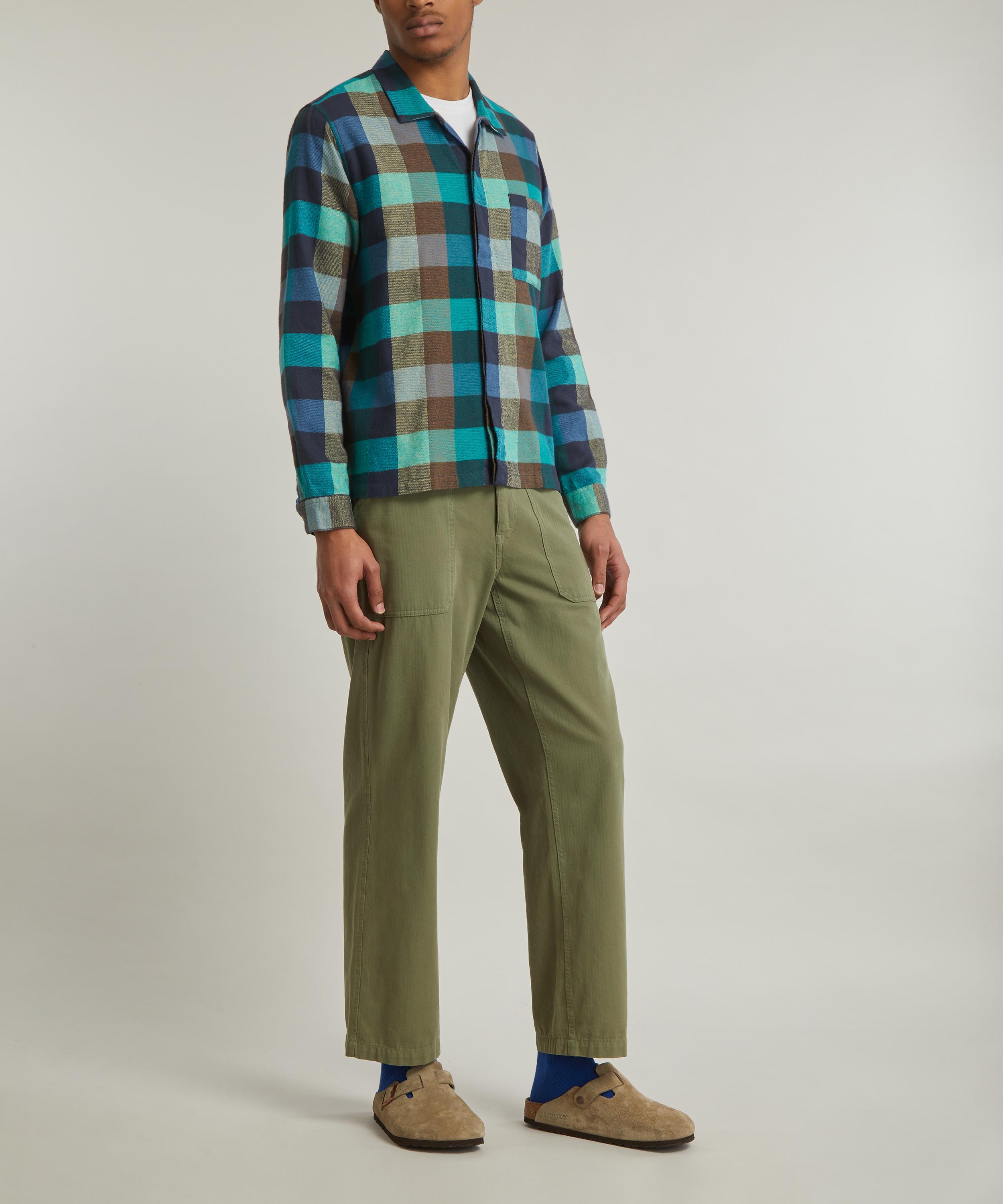 Folk - Patch Blue and Green Flannel Shirt image number 1