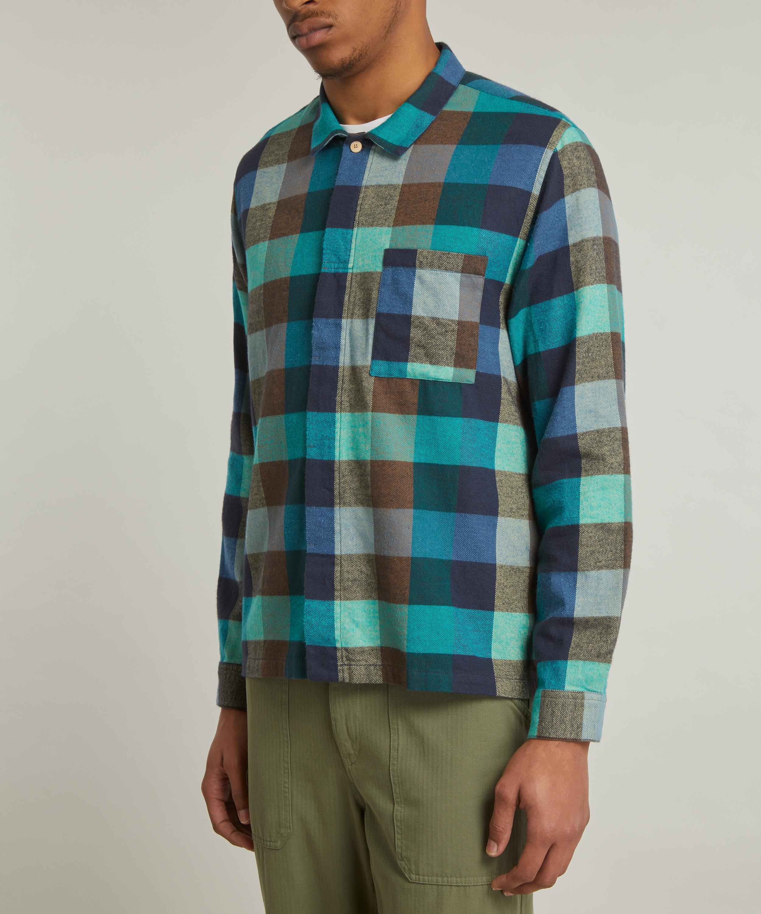 Folk - Patch Blue and Green Flannel Shirt image number 2