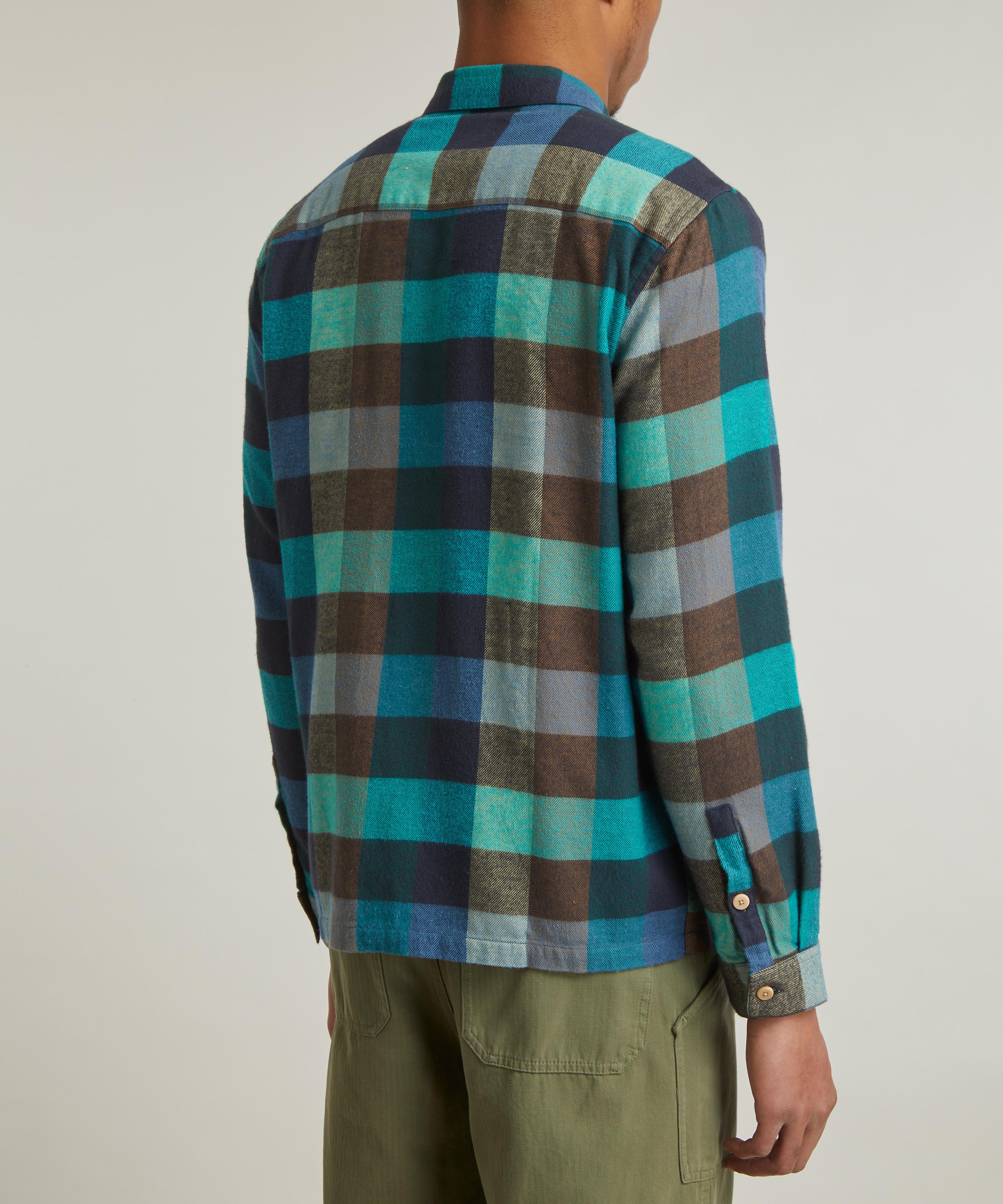 Folk - Patch Blue and Green Flannel Shirt image number 3