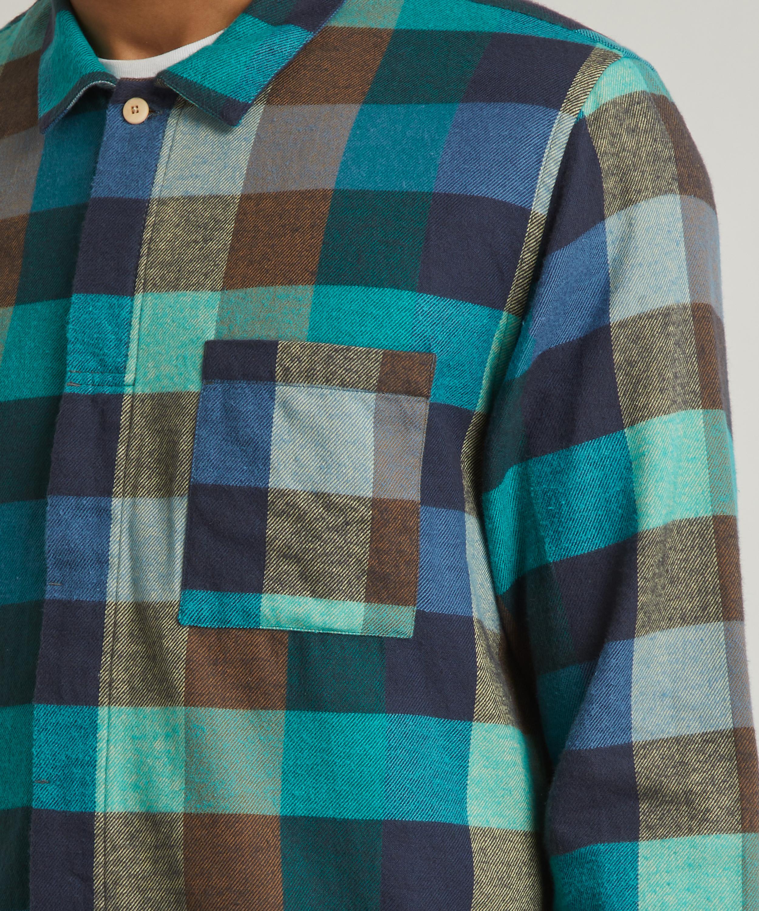 Folk - Patch Blue and Green Flannel Shirt image number 4