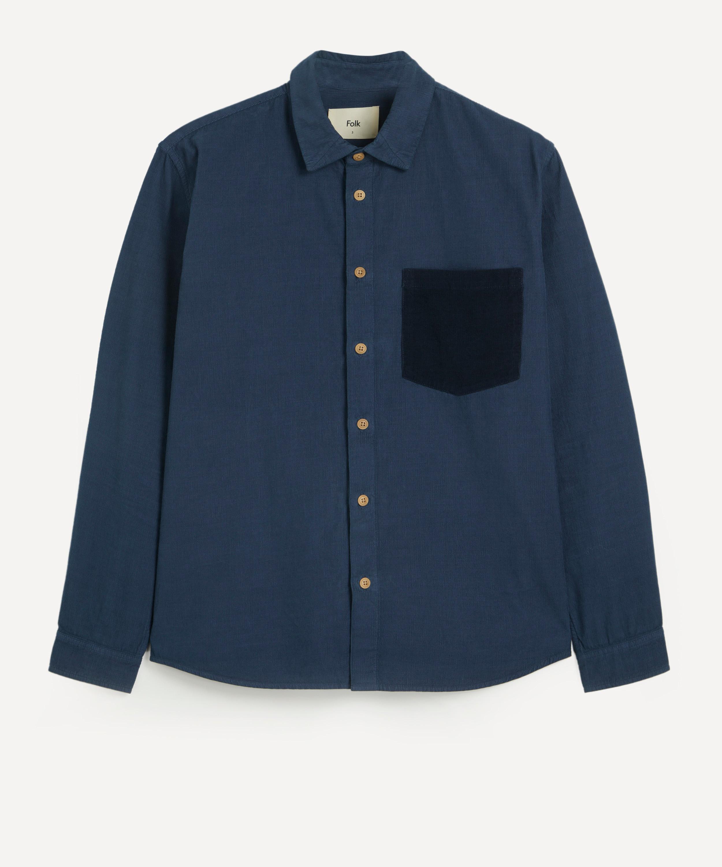 Folk - Prussian Blue Two-Tone Baby Cord Overshirt image number 0
