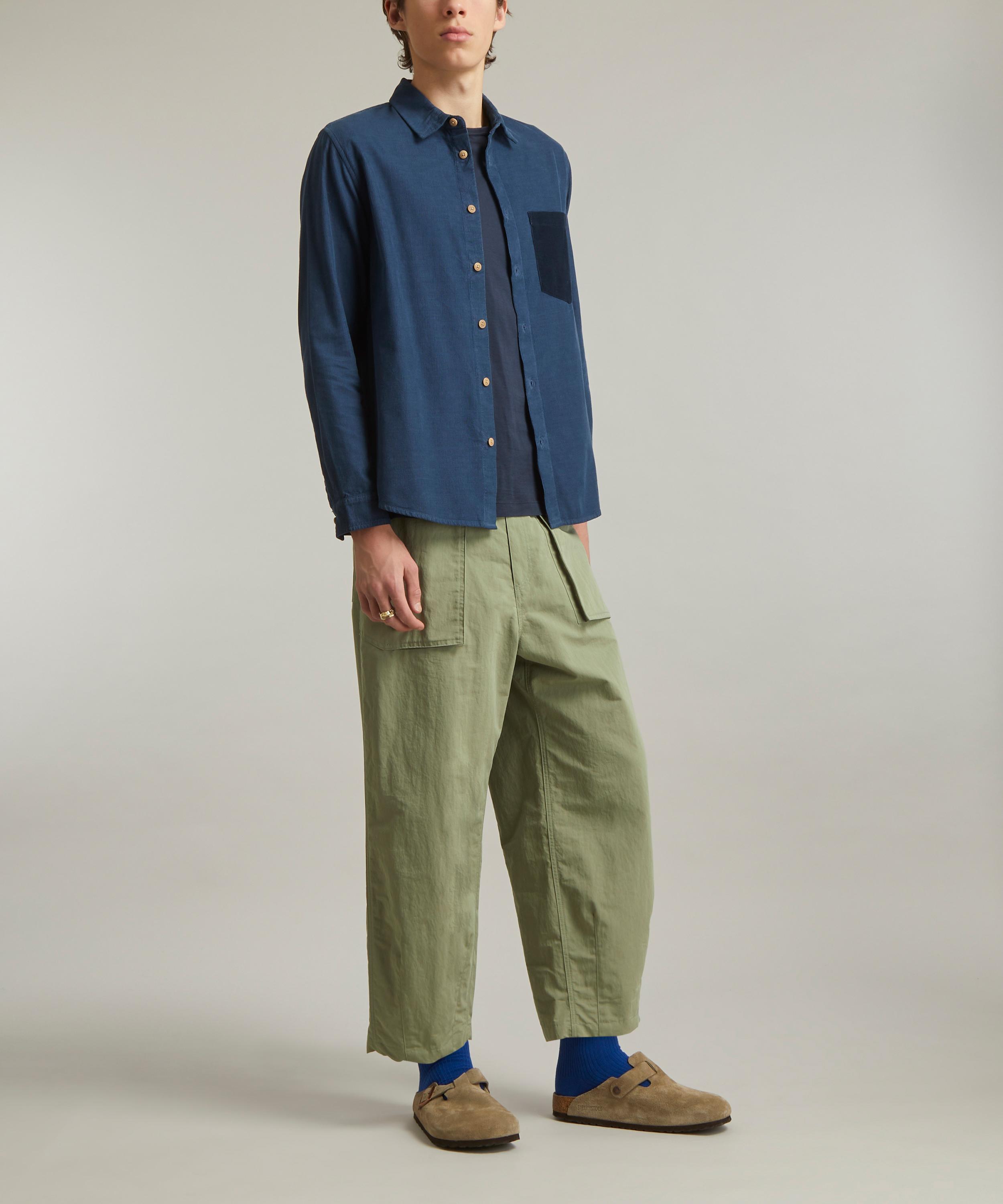 Folk - Prussian Blue Two-Tone Baby Cord Overshirt image number 1