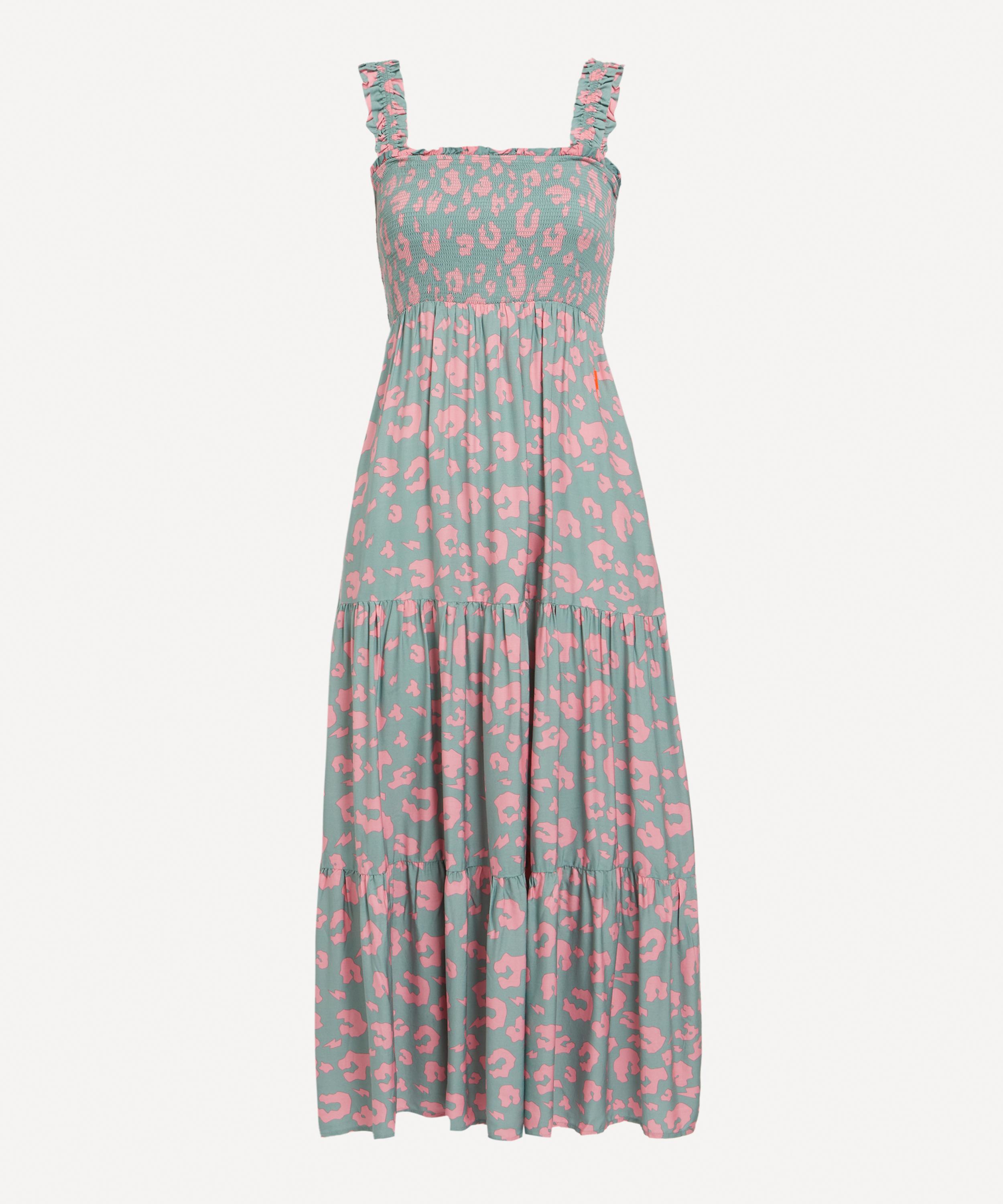Scamp & Dude - Khaki with Pink Leopard Sundress