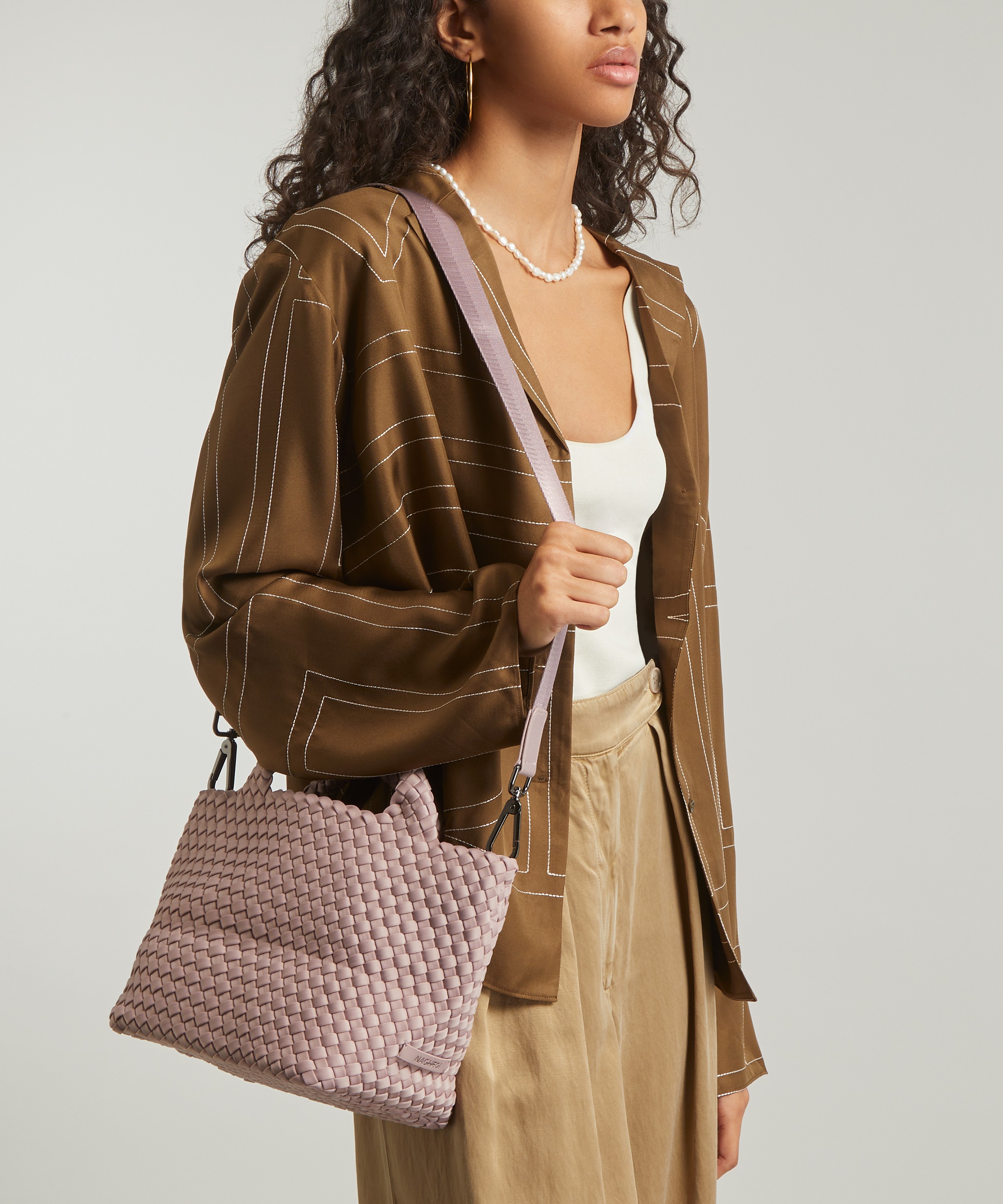 Woven Double Handle Tote Bag - Lilac