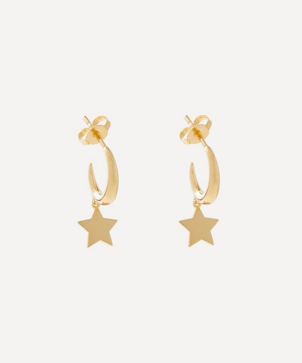 Auree - 18ct Gold-Plated Vermeil Silver Alta Moon and Star Hoop Earrings image number null