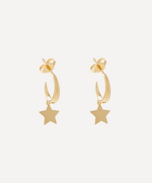 Auree - 18ct Gold-Plated Vermeil Silver Alta Moon and Star Hoop Earrings image number 0