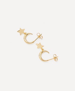 Auree - 18ct Gold-Plated Vermeil Silver Alta Moon and Star Hoop Earrings image number 1