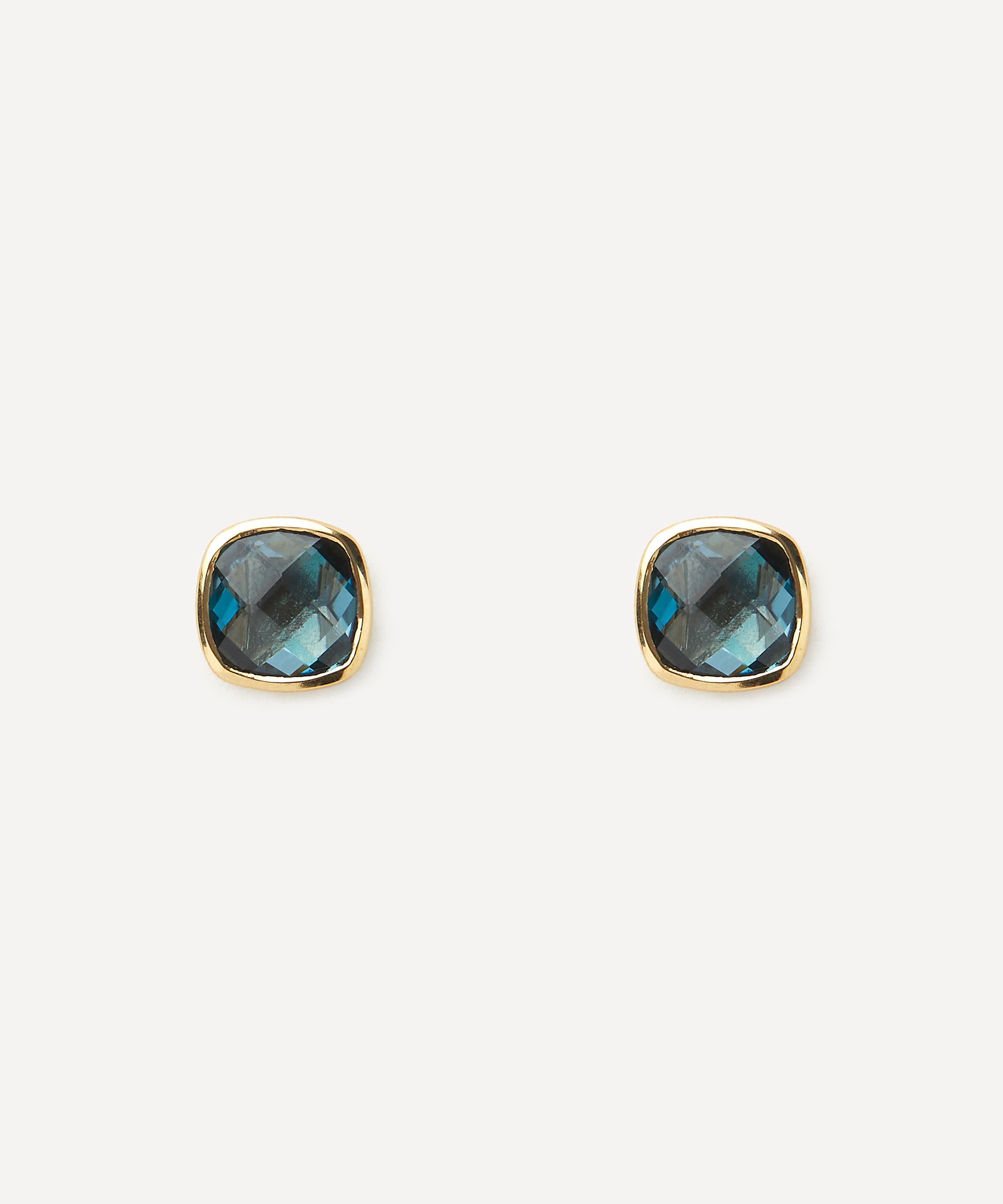 Auree - 18ct Gold-Plated Vermeil Silver Brooklyn London Topaz Cushion Stud Earrings image number 0