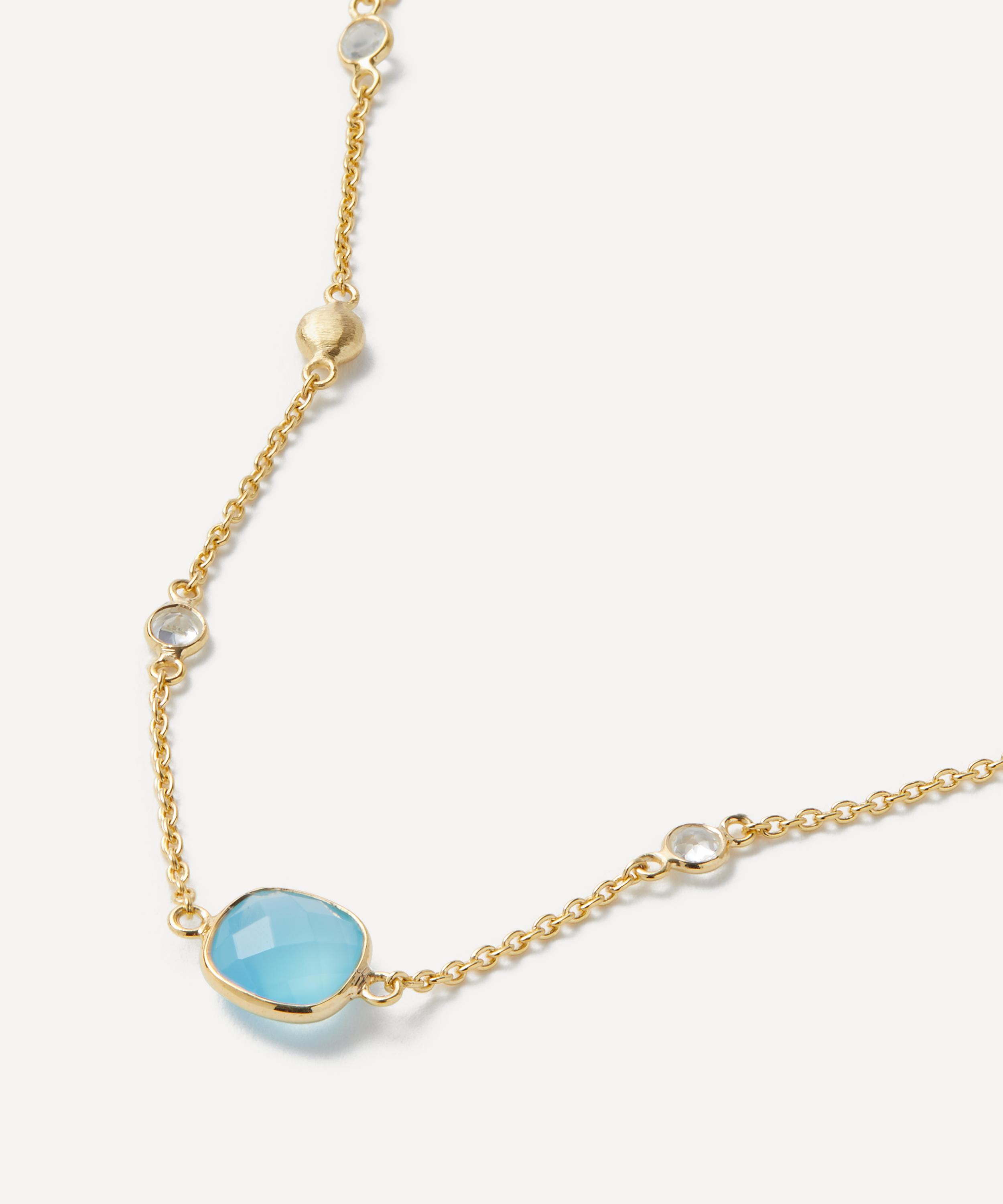 Auree - 18ct Gold-Plated Vermeil Silver Iseo Blue Chalcedony Necklace image number 0