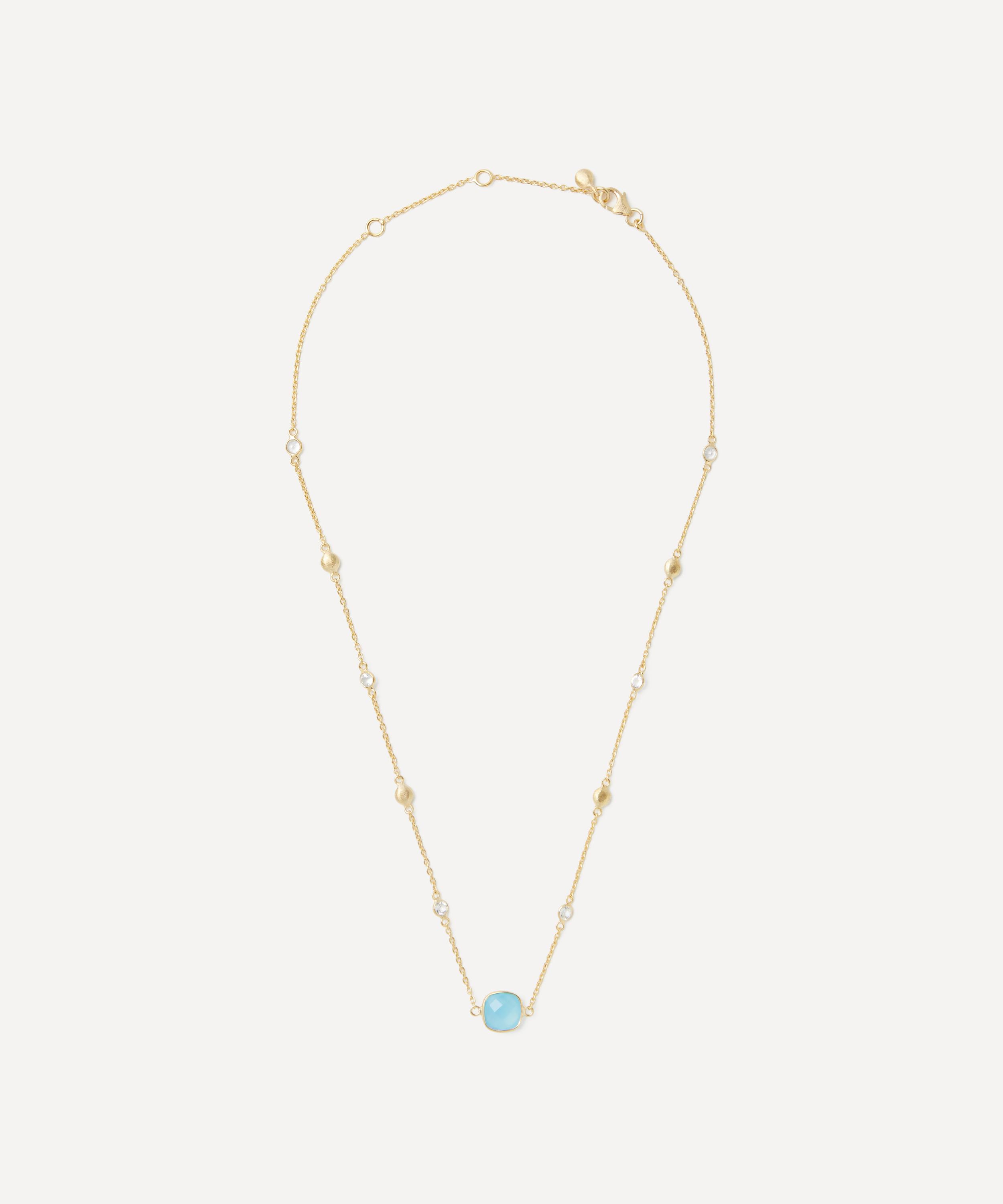 Auree - 18ct Gold-Plated Vermeil Silver Iseo Blue Chalcedony Necklace image number 1
