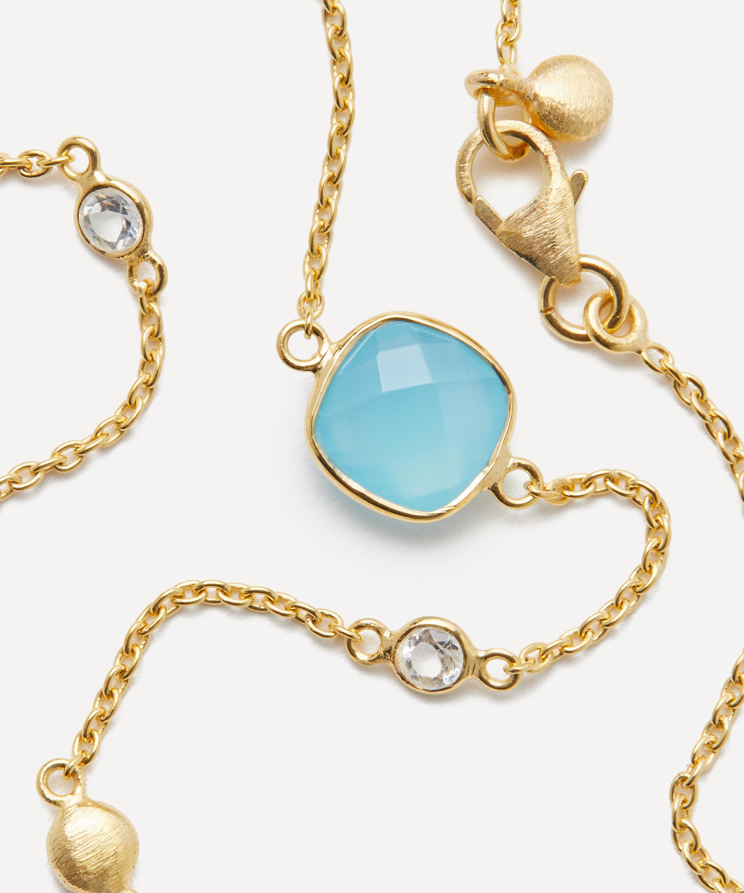 Auree - 18ct Gold-Plated Vermeil Silver Iseo Blue Chalcedony Necklace image number 2