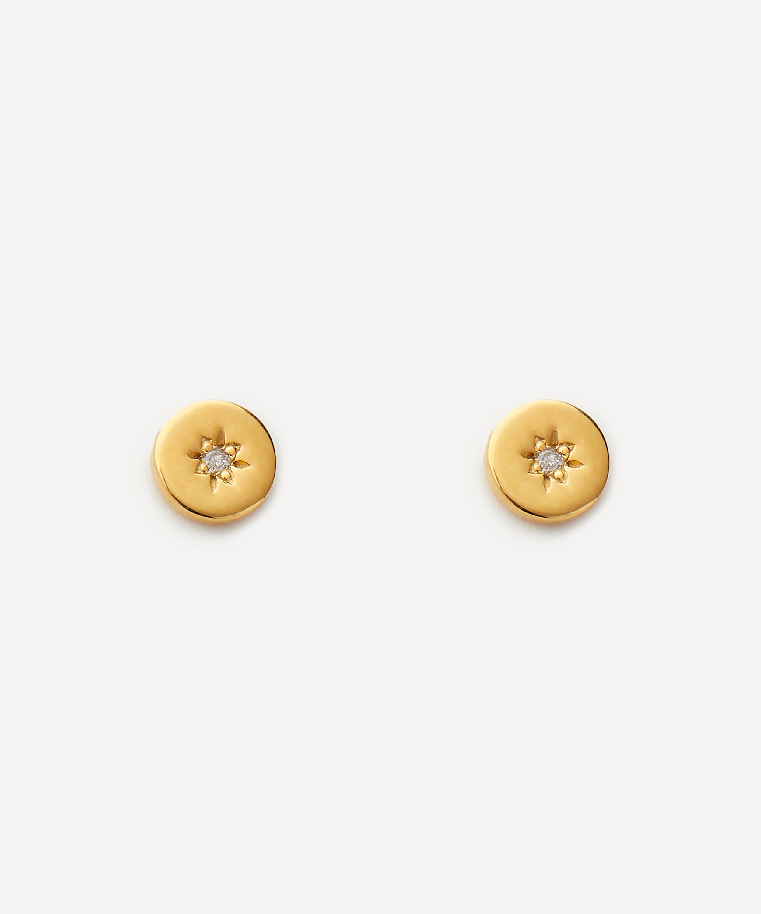 Auree - 18ct Gold-Plated Vermeil Silver Langton Diamond Stud Earrings image number 0
