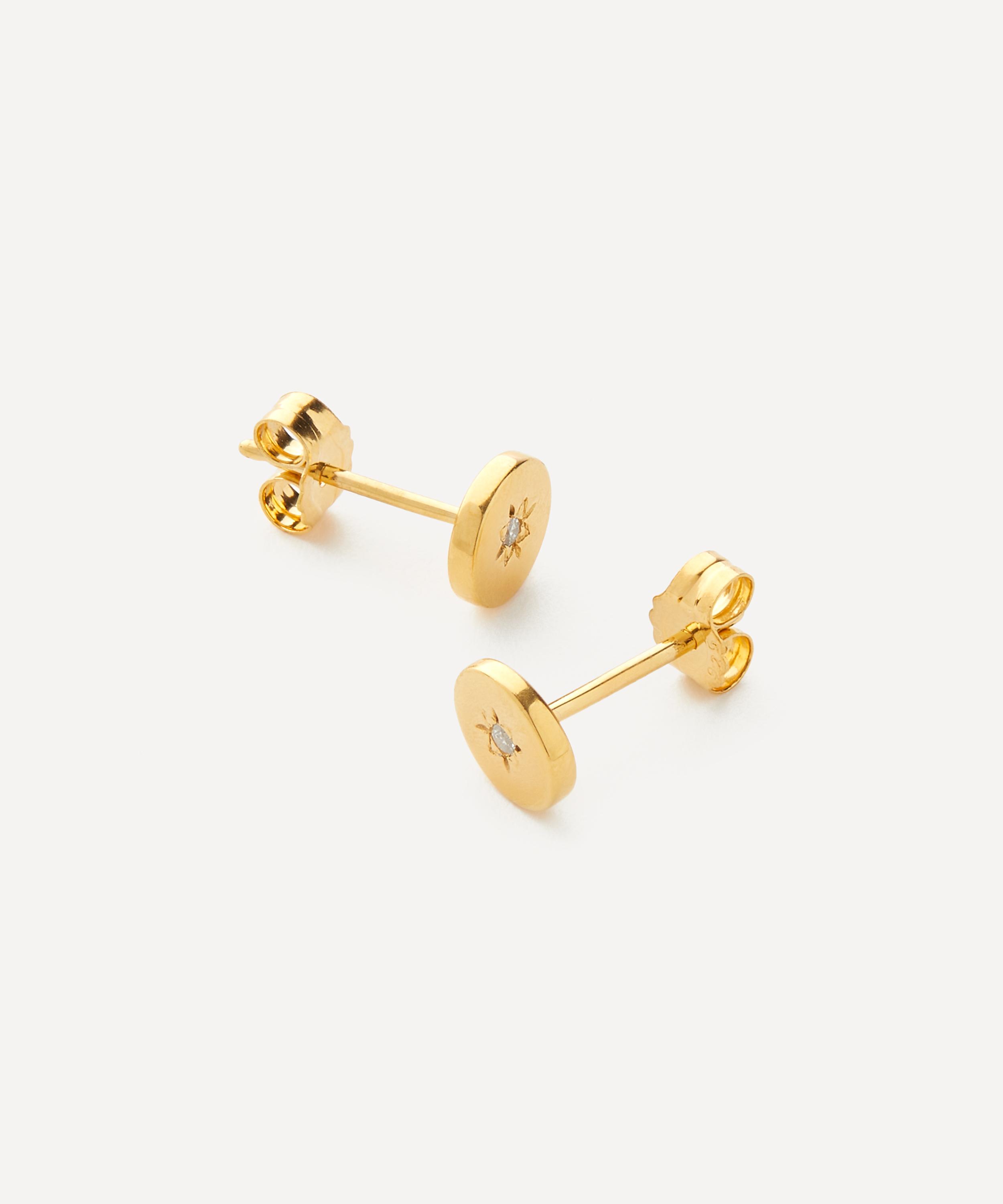 Auree - 18ct Gold-Plated Vermeil Silver Langton Diamond Stud Earrings image number 1