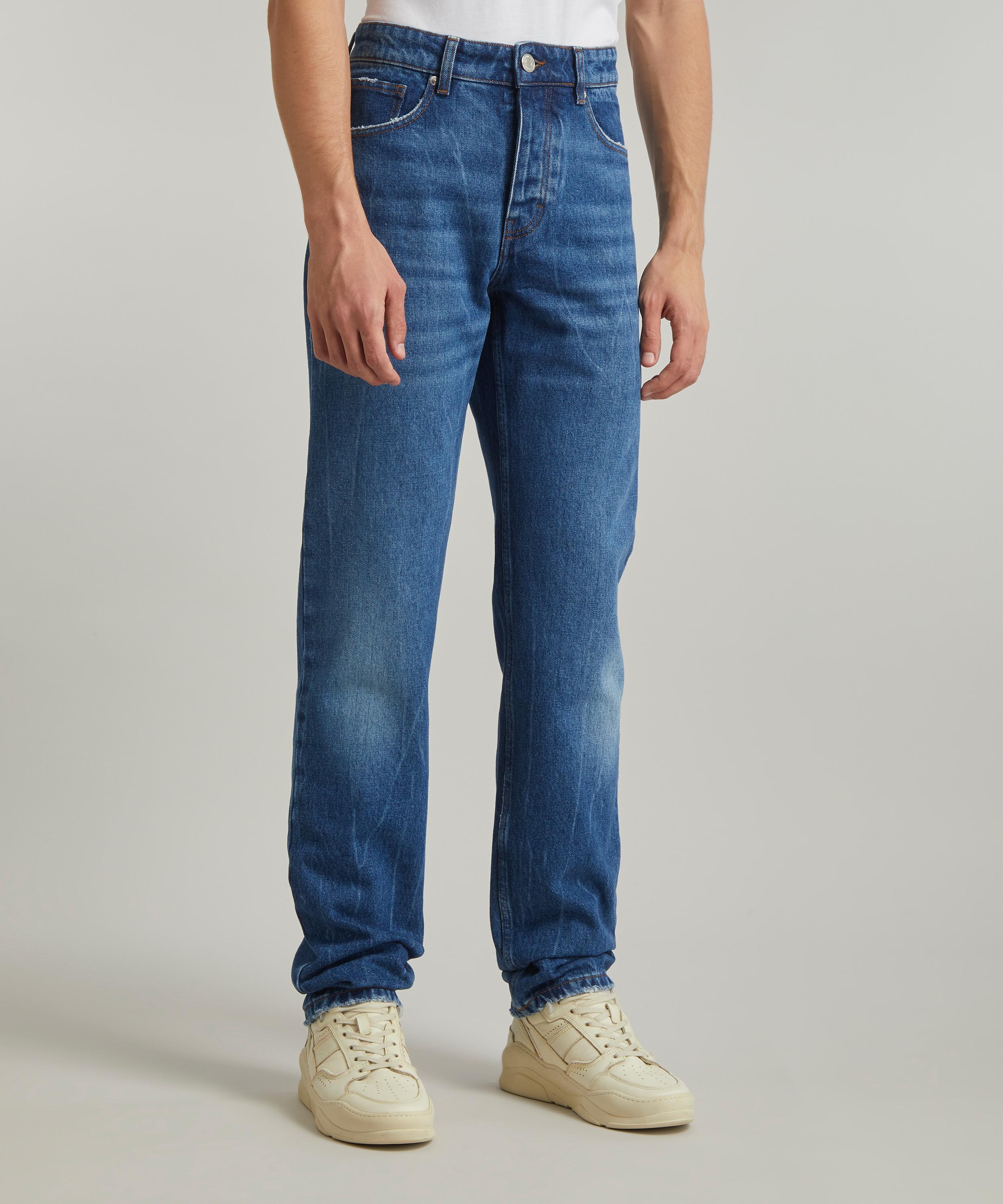 Straight Leg Washed Denim Jeans