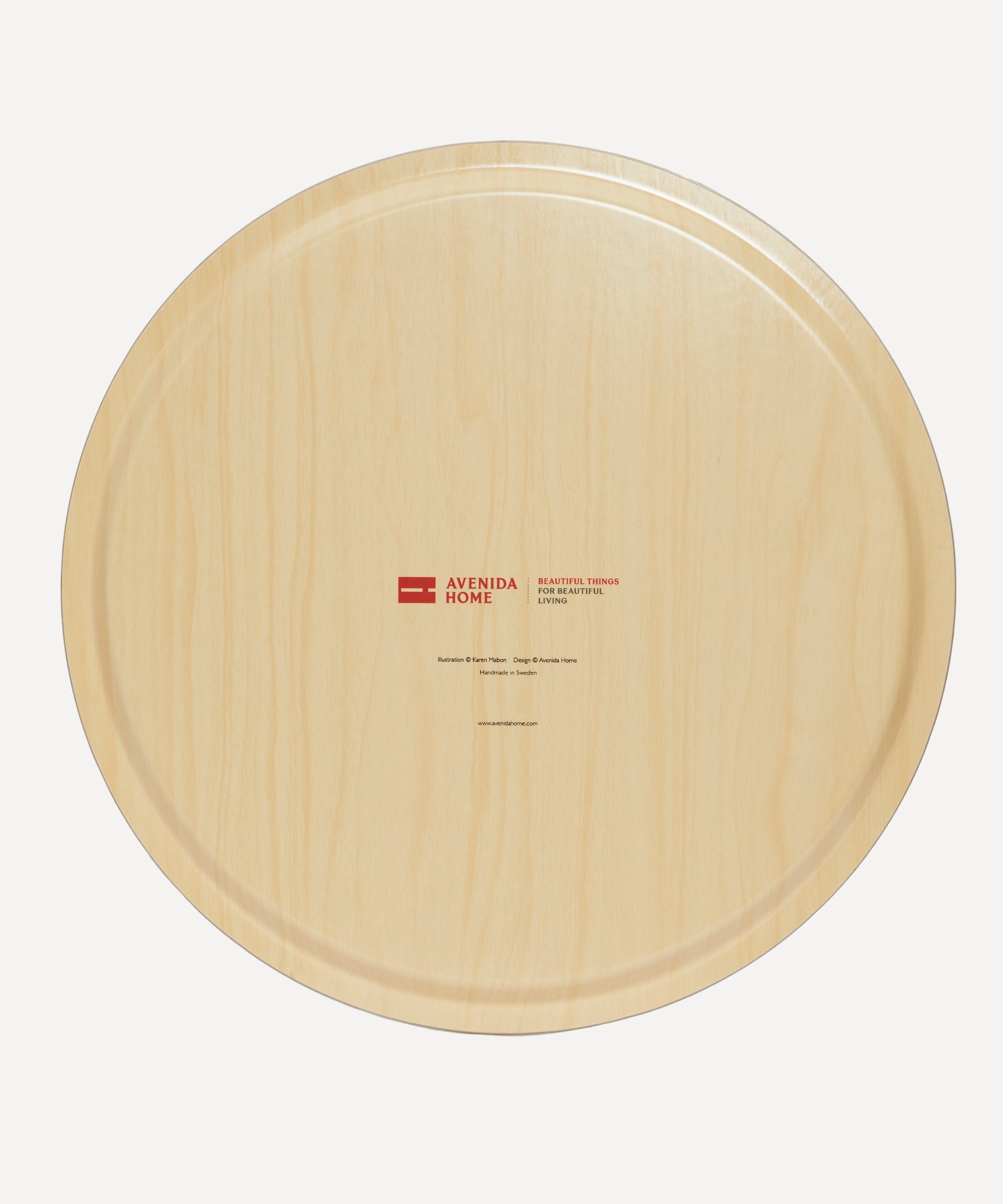 Avenida Home - Ferns Small Round Birch Wood Tray image number 3