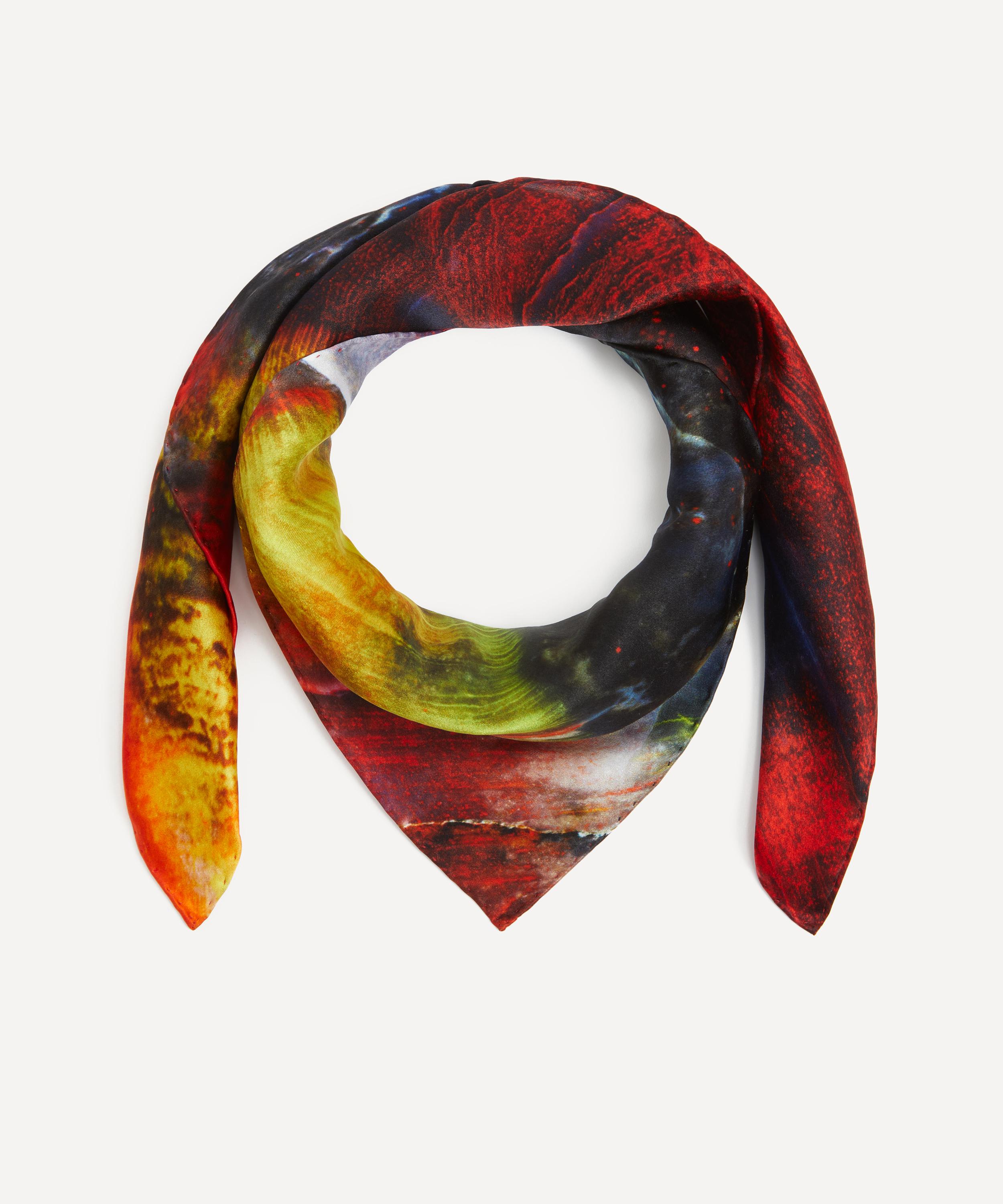 Weston - Monochrome Red Small Satin Silk Scarf