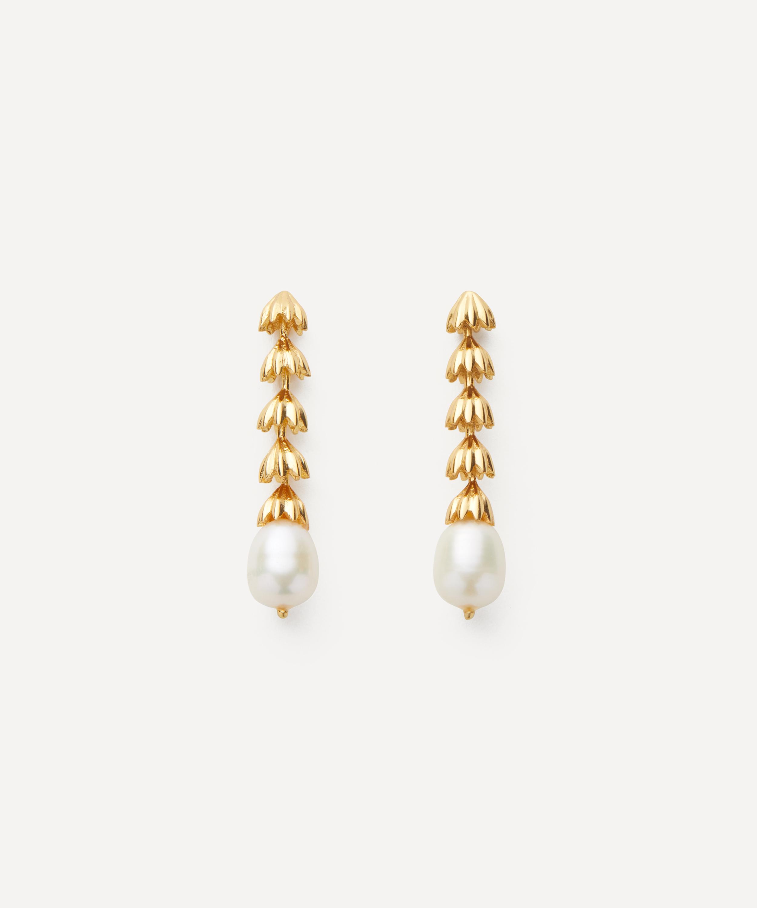 Shyla - 22ct Gold-Plated Chandelier Pearl Drop Earrings image number 0