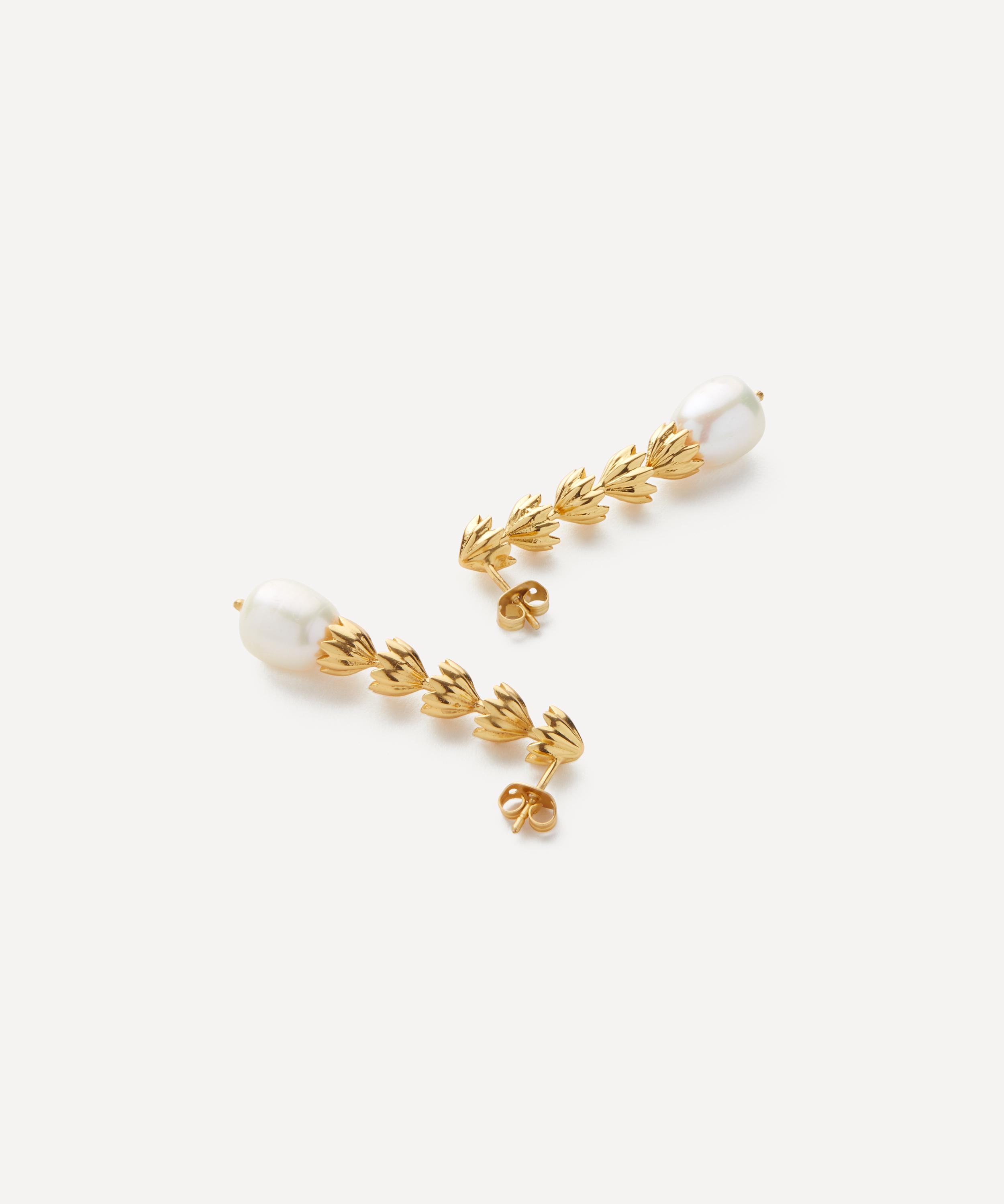 Shyla - 22ct Gold-Plated Chandelier Pearl Drop Earrings image number 1