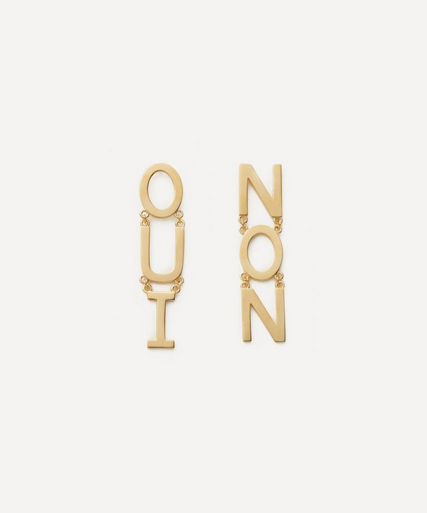 Martha Calvo - 14ct Gold-Plated Non and Oui Drop Earrings image number null