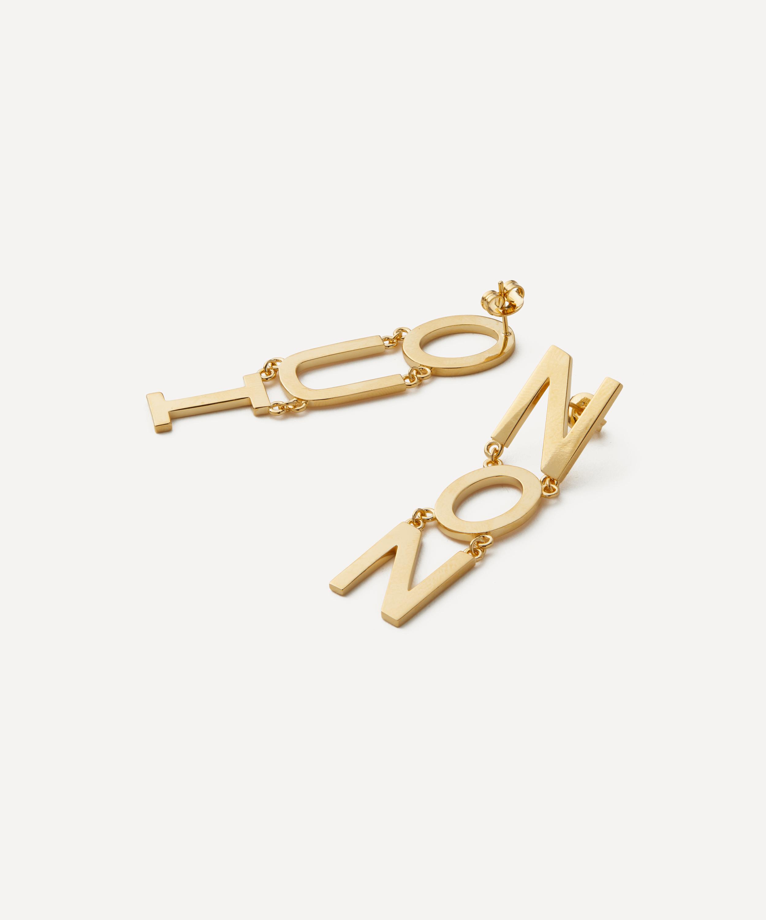 Martha Calvo - 14ct Gold-Plated Non and Oui Drop Earrings image number 2