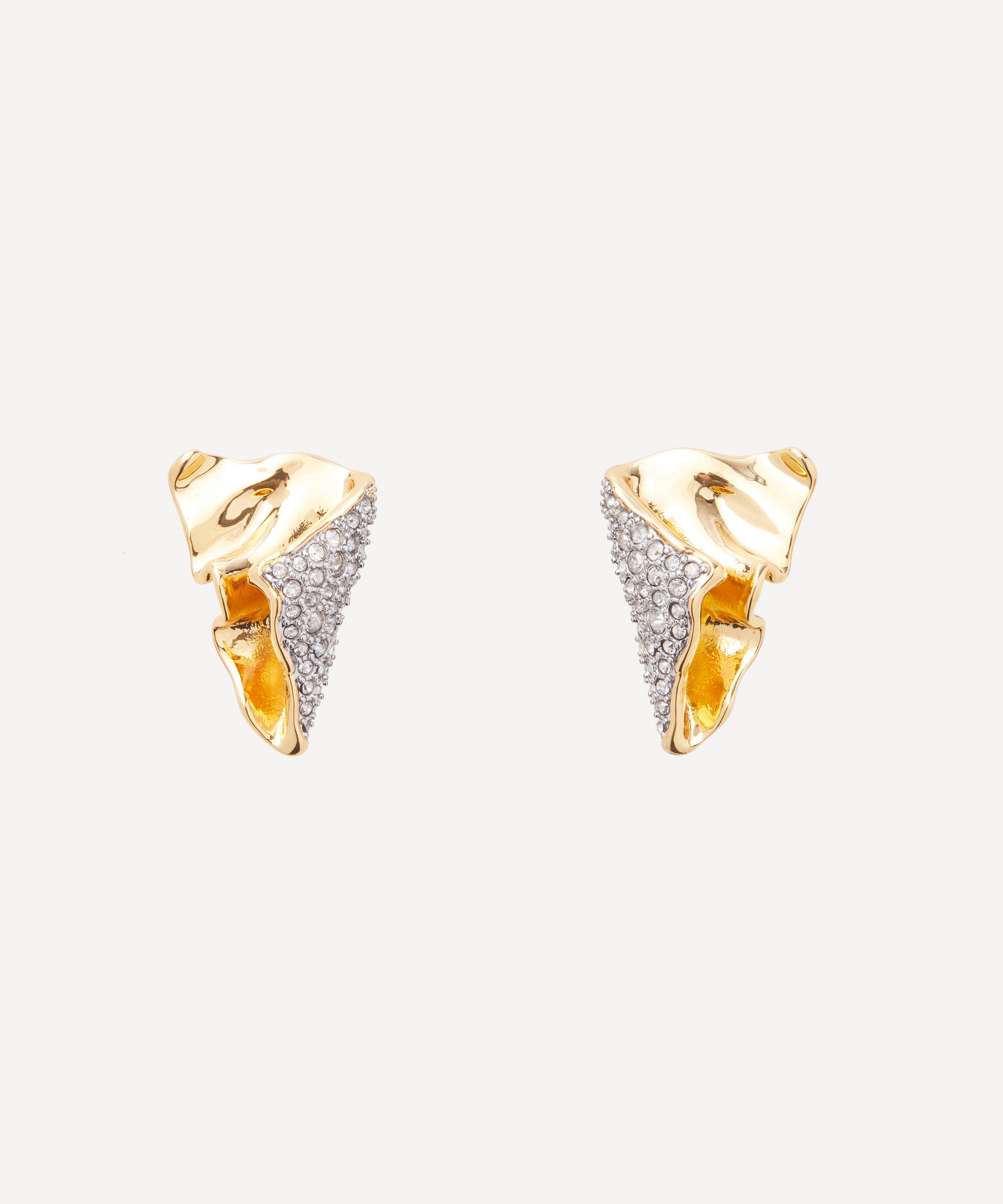 Alexis Bittar - 14ct Gold-Plated Solanales Crystal Folded Mini Stud Earrings image number 0