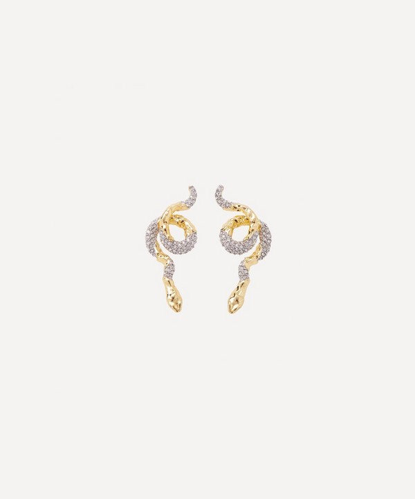 Alexis Bittar - 14ct Gold-Plated Crystal Pave Serpent Crawler Stud Earrings image number null