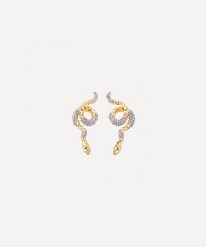 Alexis Bittar - 14ct Gold-Plated Crystal Pave Serpent Crawler Stud Earrings image number 0